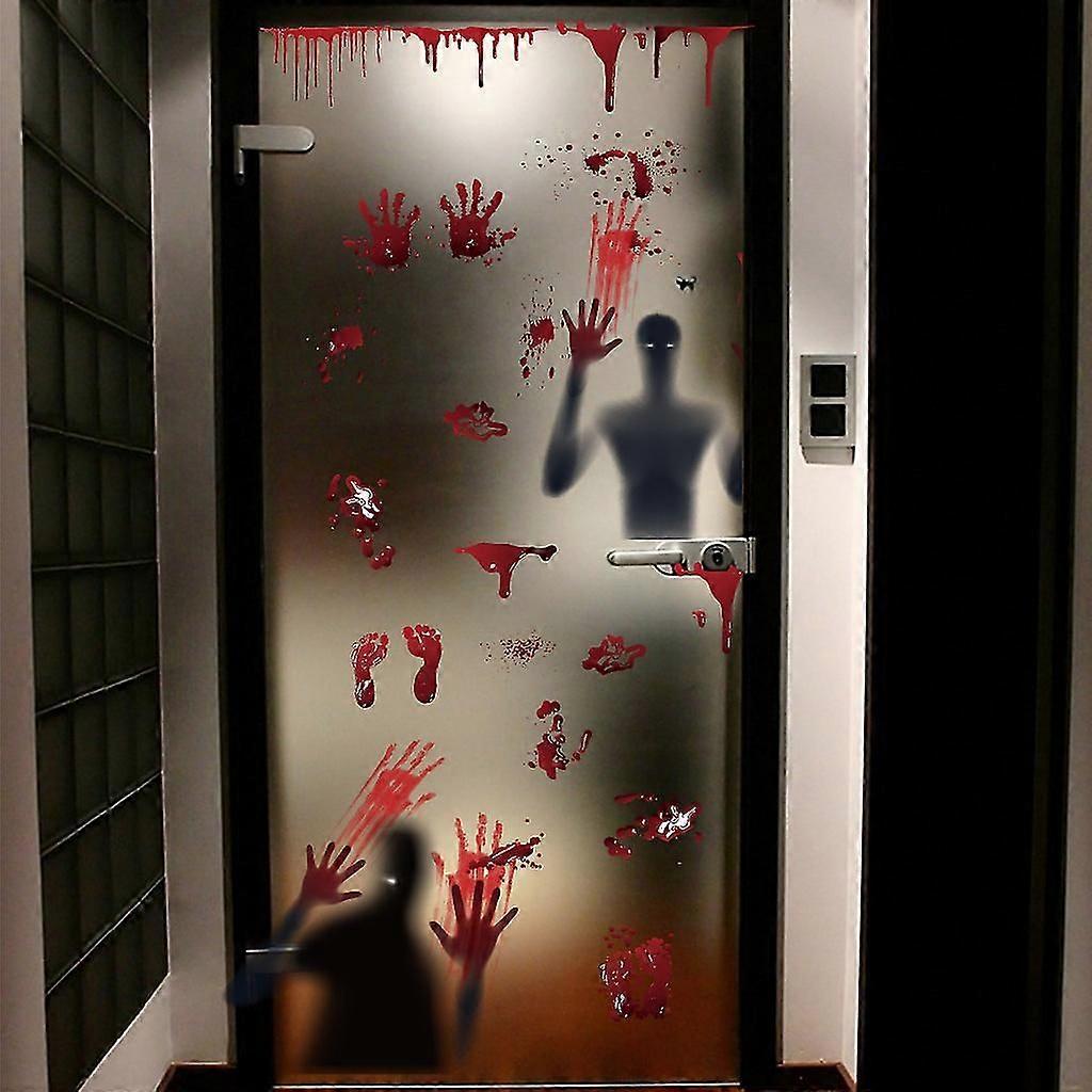 (A)New Halloween Window Stickers, Large Scary Demons Stickers for Halloween Party Decoration, Blood