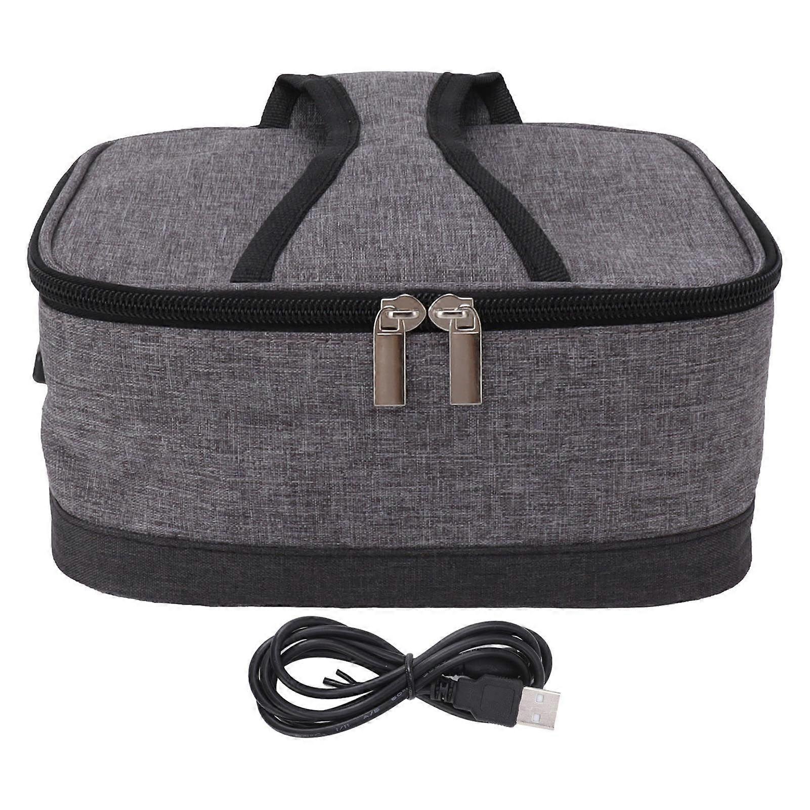 USB Heating Insulation Bag Portable Electric Heating Food Container Constant Temperature Heating Bag for Outdoor Light Gray