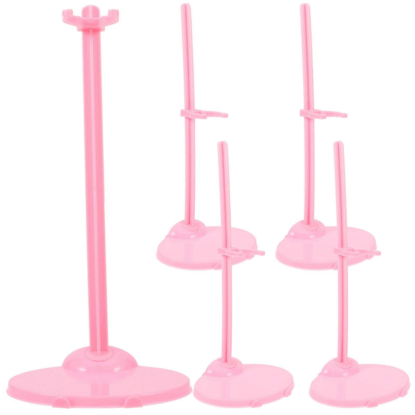 5Pcs Doll Display Stand Glass Rack for Display Use in Pink Color