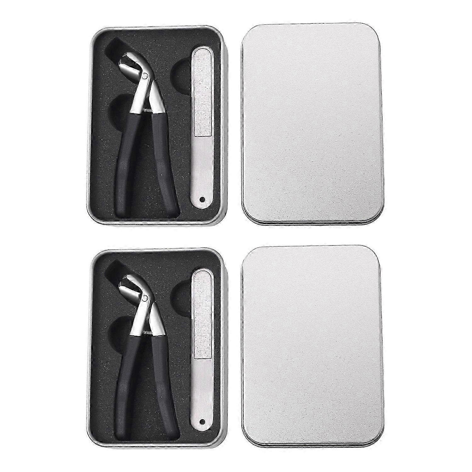 2Pcs Stainless Steel Nail Clipper Sets with Built-In Collection Box Wide Jaw Opening Toenail