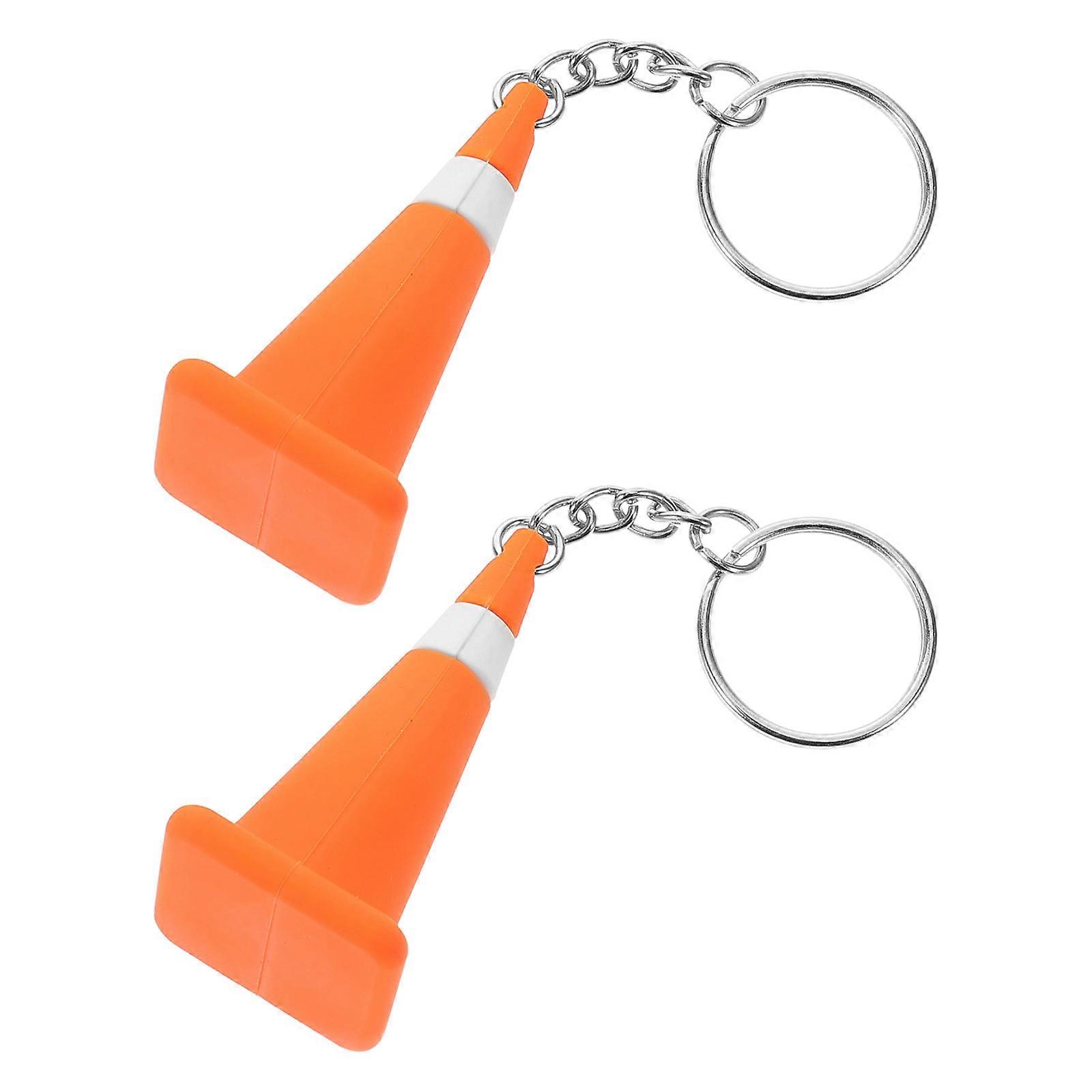Mini Traffic Cone Keychain Orange Construction Key Ring for Party Favors 8 Pieces