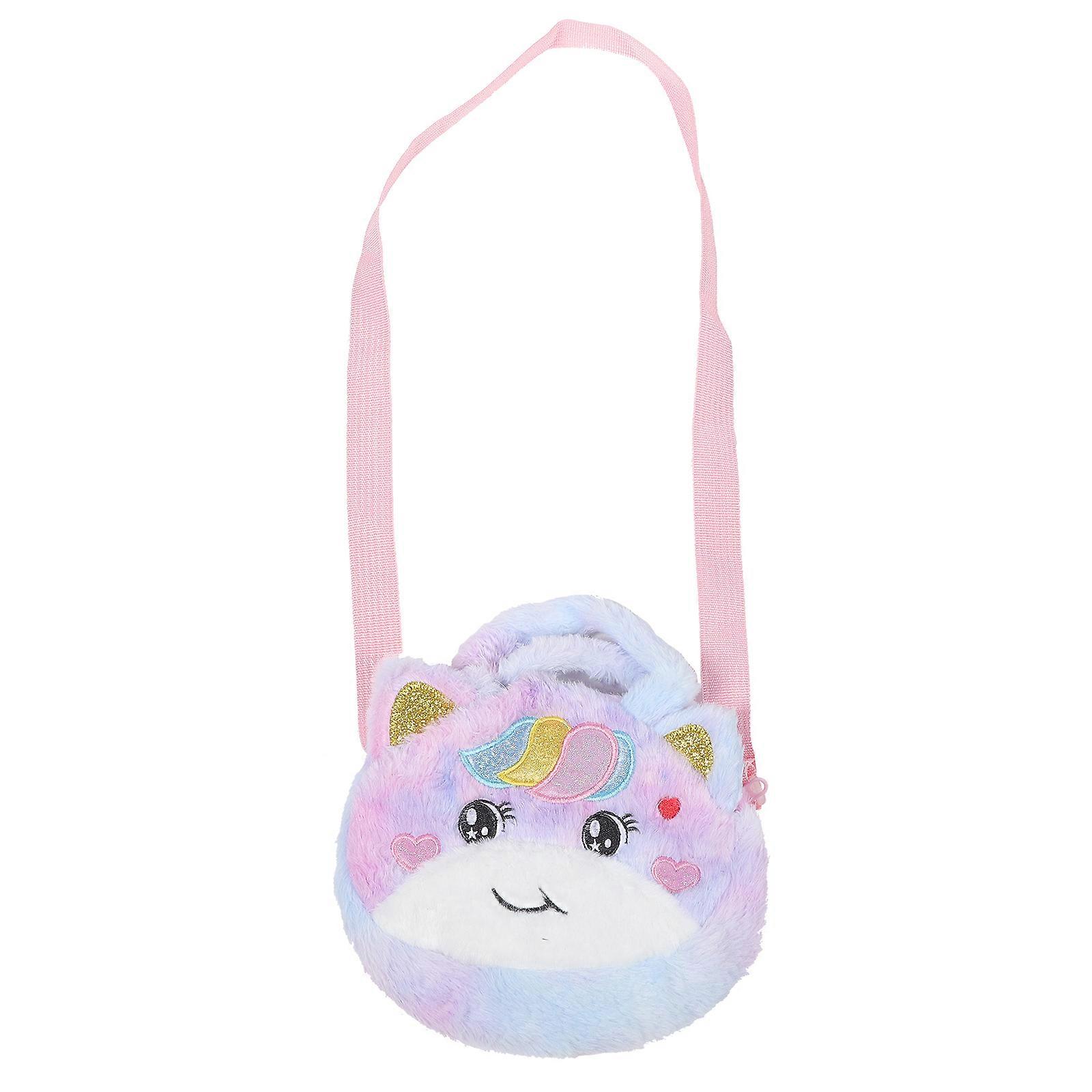 3Pcs Unicorn Crossbody Bag Plush Coin Purse for Storage Coins in Purple