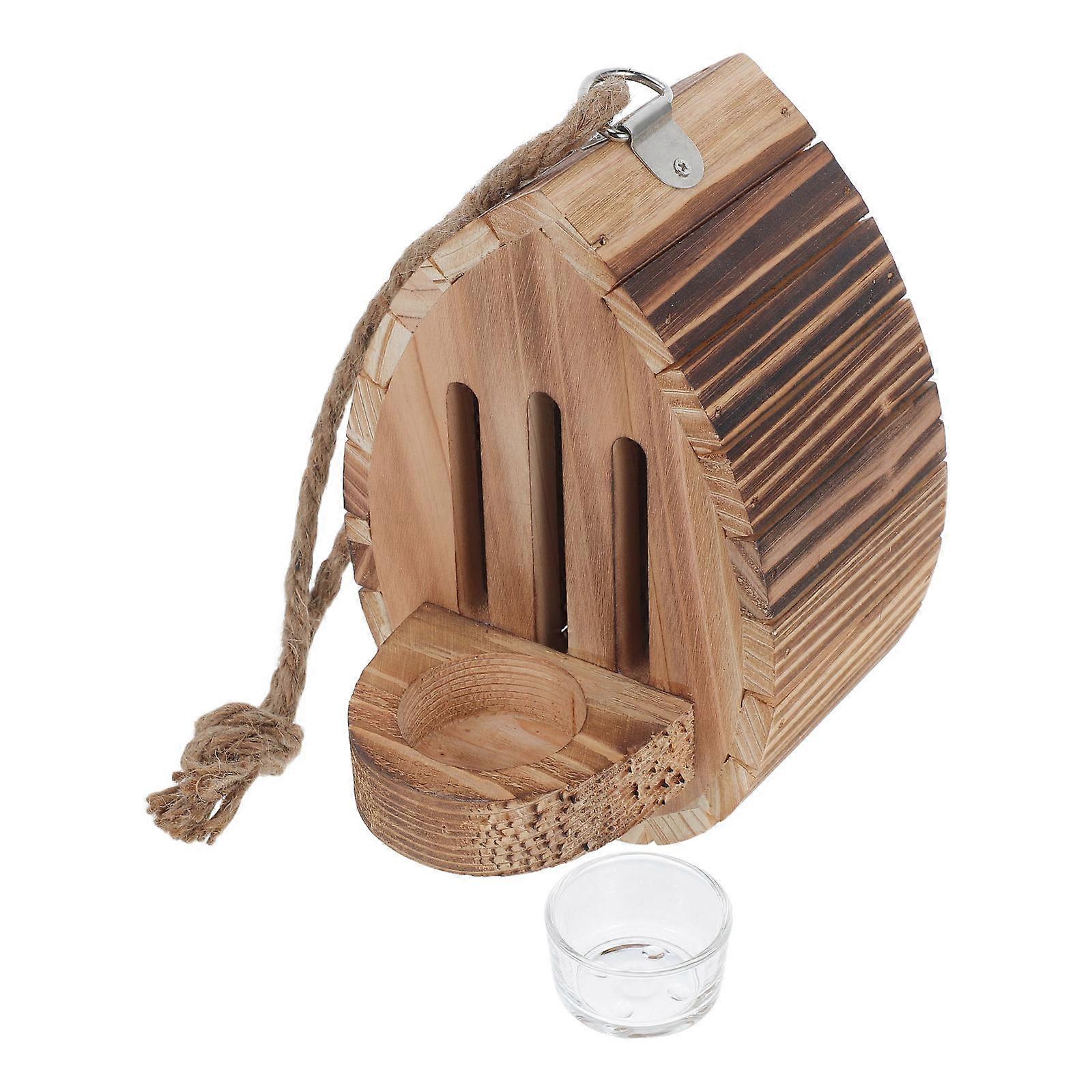 Outdoor Butterfly House Wooden Hanging Shelter with Feeder for Garden Use 4Pcs
