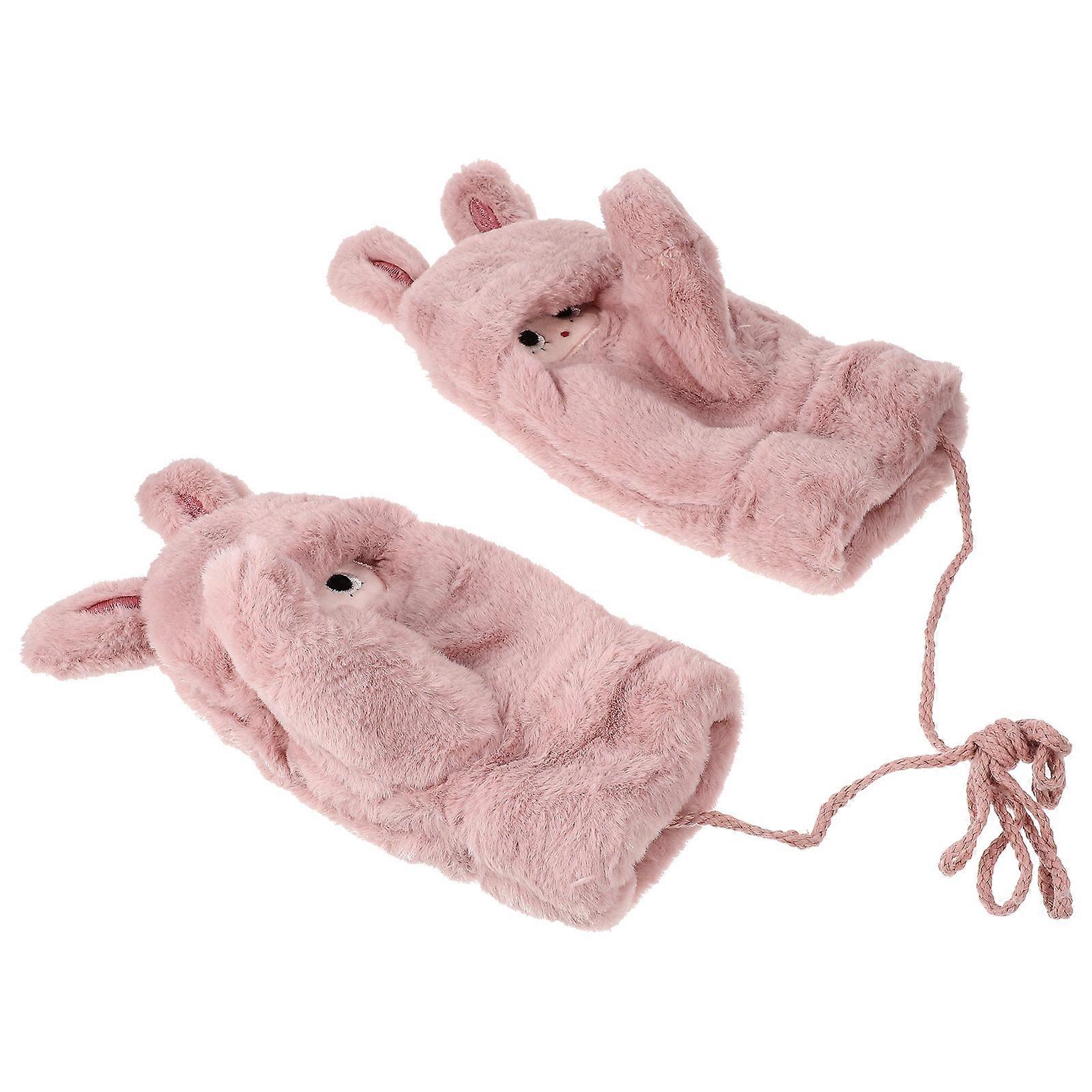 Adorable Plush Mittens Winter Mittens for Protective Use 3Pairs Pink
