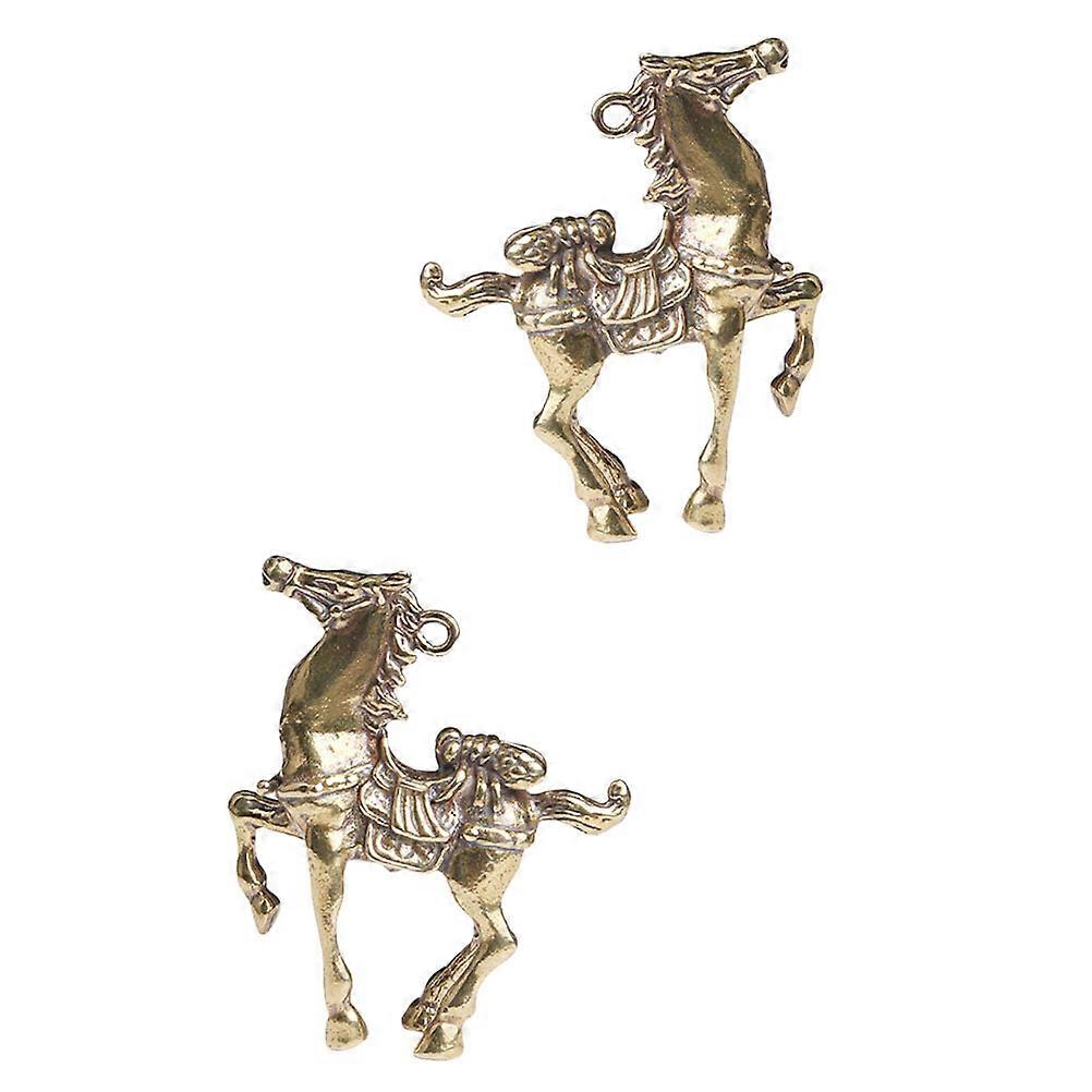 Brass Figurine Horse Shape Gift Giving Assorted Color Craft Diy Projects 2Pcs