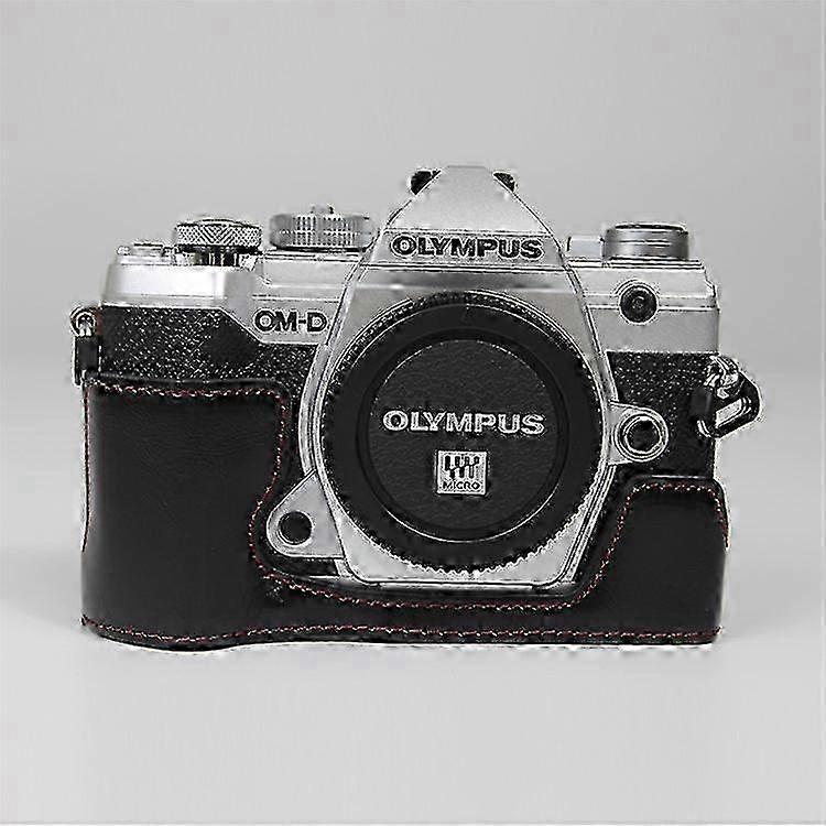 Half Camera PU Leather Protective Shell Compatible For Olympus E-M5 Mark III