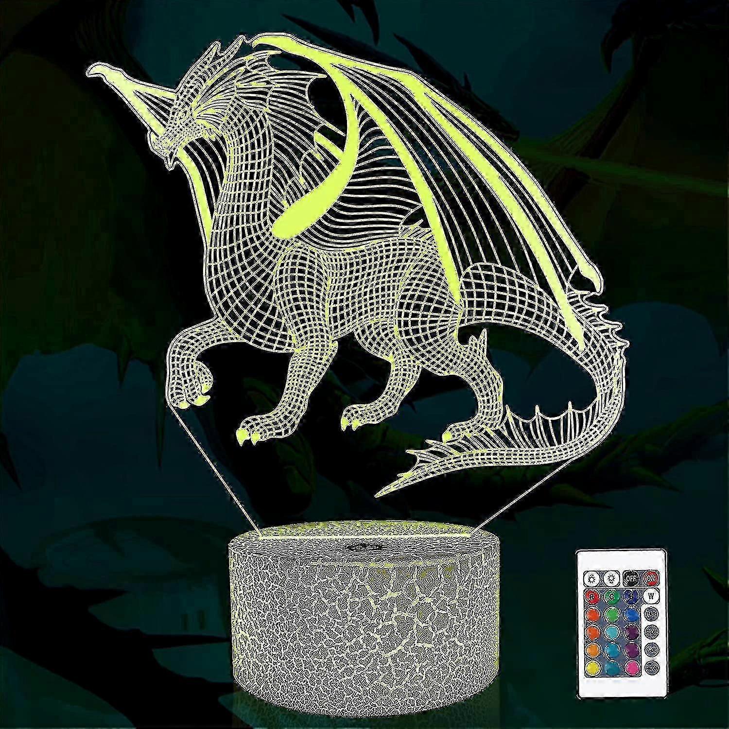 3d Lamp Dragon Night Light 3d Illusion Lamp For Kids, 16 Colors Changing With Remote, Kids Bedroom Decor As Xmas Holiday Birthday Gifts For Boys