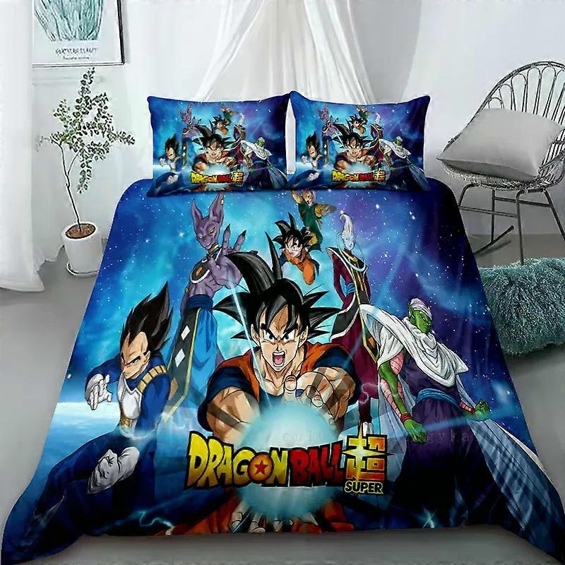 PIN2761 1Påslakan 2örngott Dragon Ball Tecknad 3st Sängkläder Set Hem Textil Komfort Täcke Överdrag Barn Sängkläder Barn Gåva