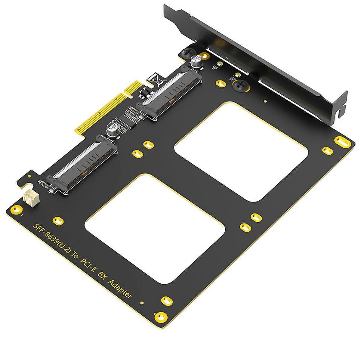 Dual U.2 SSD to PCIe 4.0 X8 Adapter, Support 2 x U.2 SSD or Soft