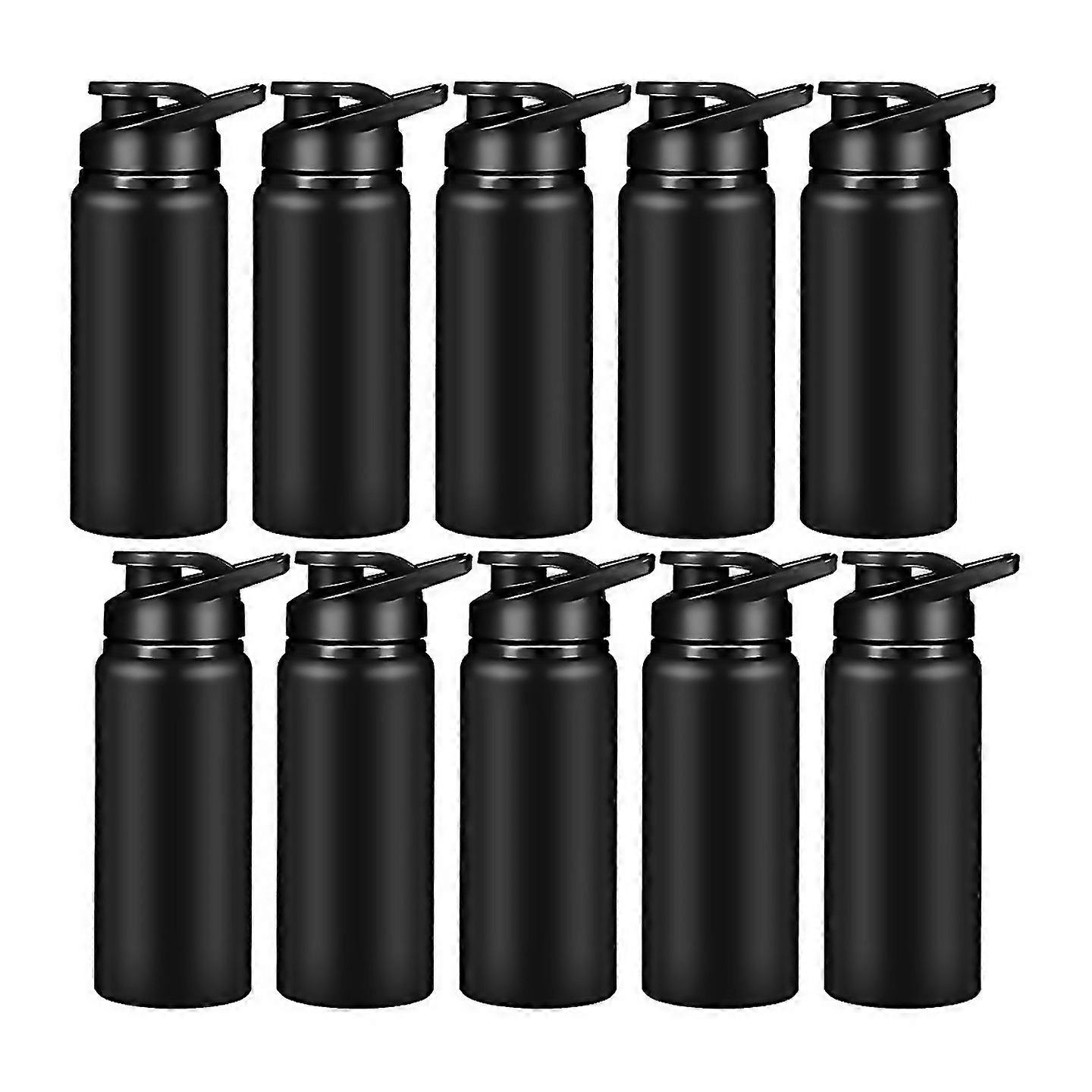 For 10 Pieces Water Bottle 600ml Reusable Bottles Black