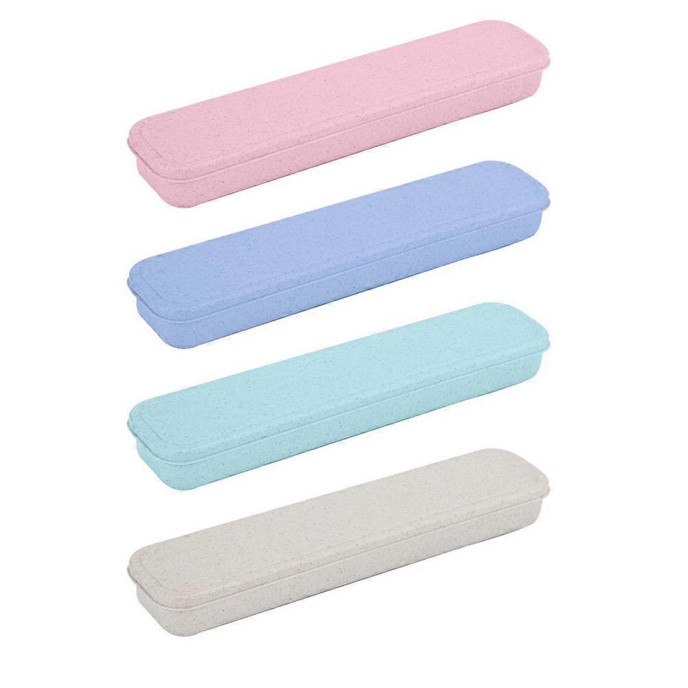 Cutlery Storage Box 4 Pcs Travel Tableware Utensil Case Silverware Wheat Pp Flatware Boxes