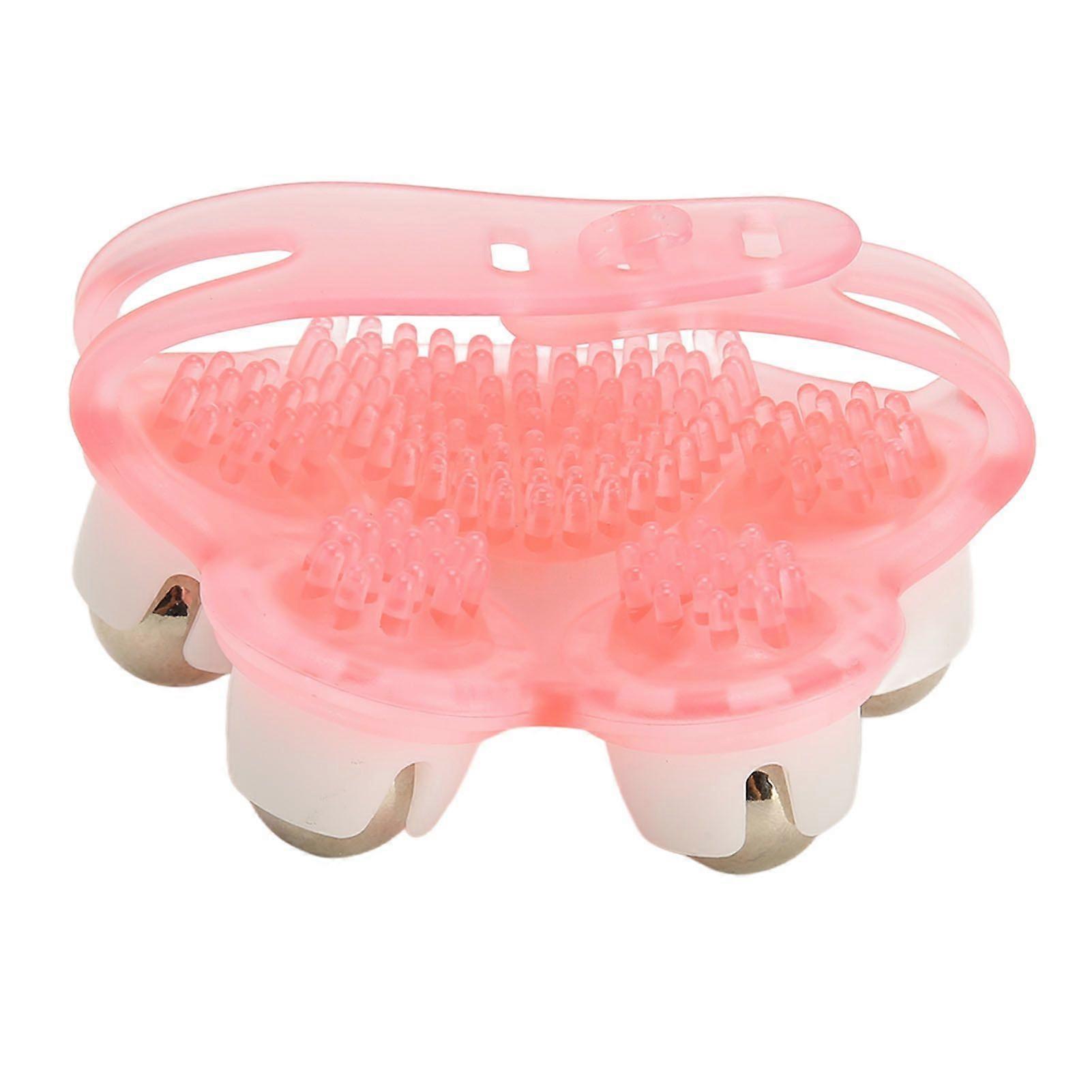 Hand Roller Massager 5 Beads 360 Degree Rotating Manual Roller Massager for Women Home Use Pink