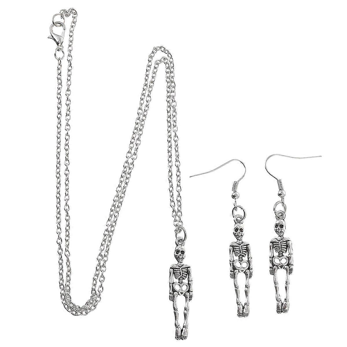 Skeleton Charm Halloween Pendant Earring Set for Decoration