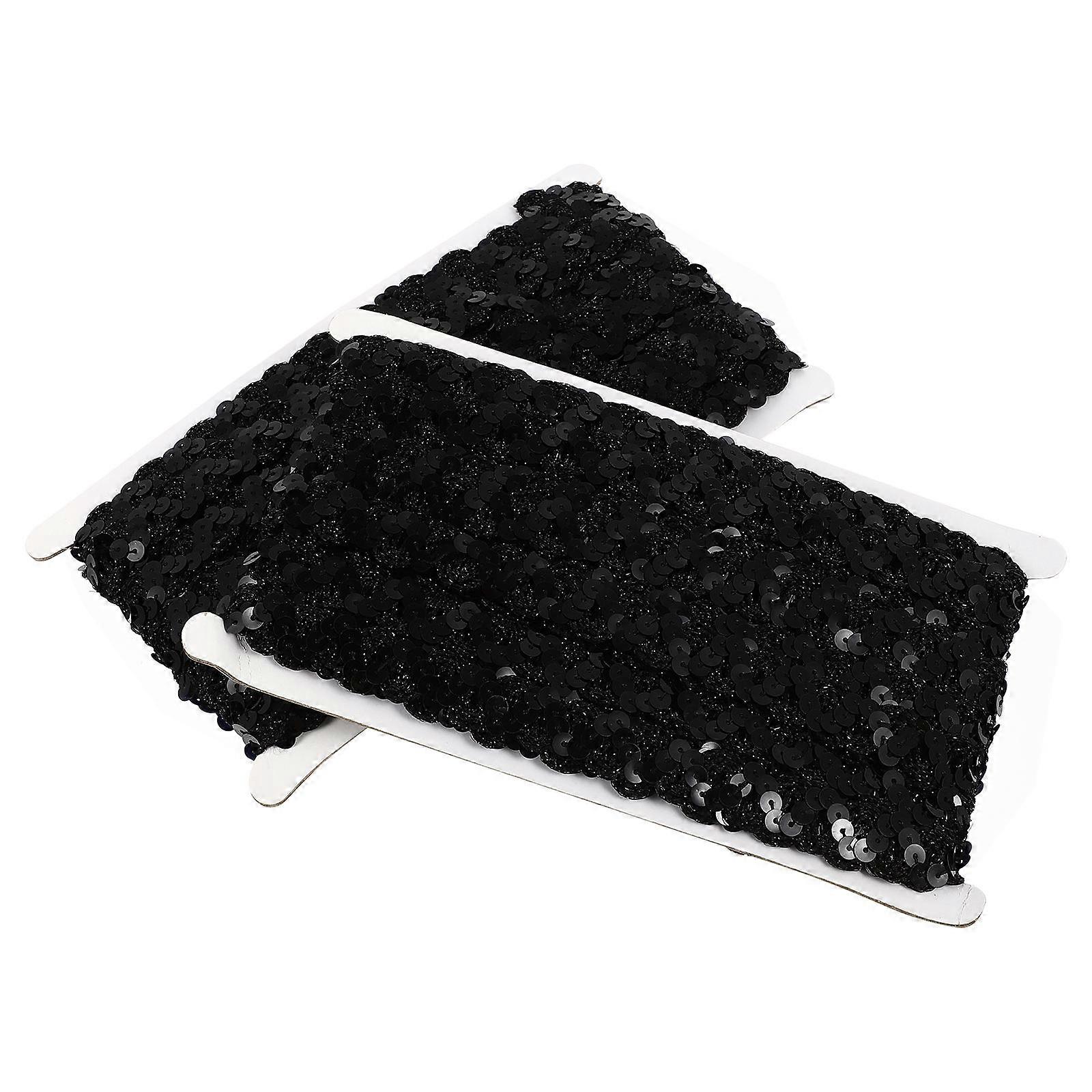 DIY Sequin Laces Lace Trim with Sequin for Decor 2Pcs Black Material