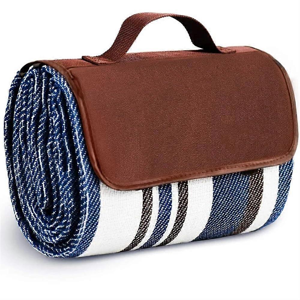 Picnic Blanket Extra Large Waterproof Mat 100x100cm Chocolate 3-Layer Travel Beach Blanket with Tote for Camping Hiking