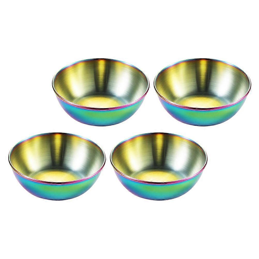 Appetizer Plates Seasoning Storage For Restaurant Food Preparation 9X9cm Golden Stainless Steel 8 Pcs