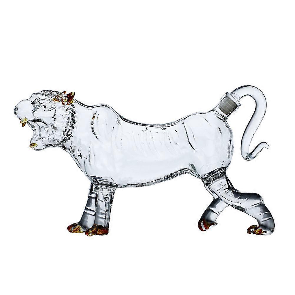 Tiger Shaped Creative Transparent Glass Home Use Desktop Decor Assorted Color with Storage Seal Effect 1Pc