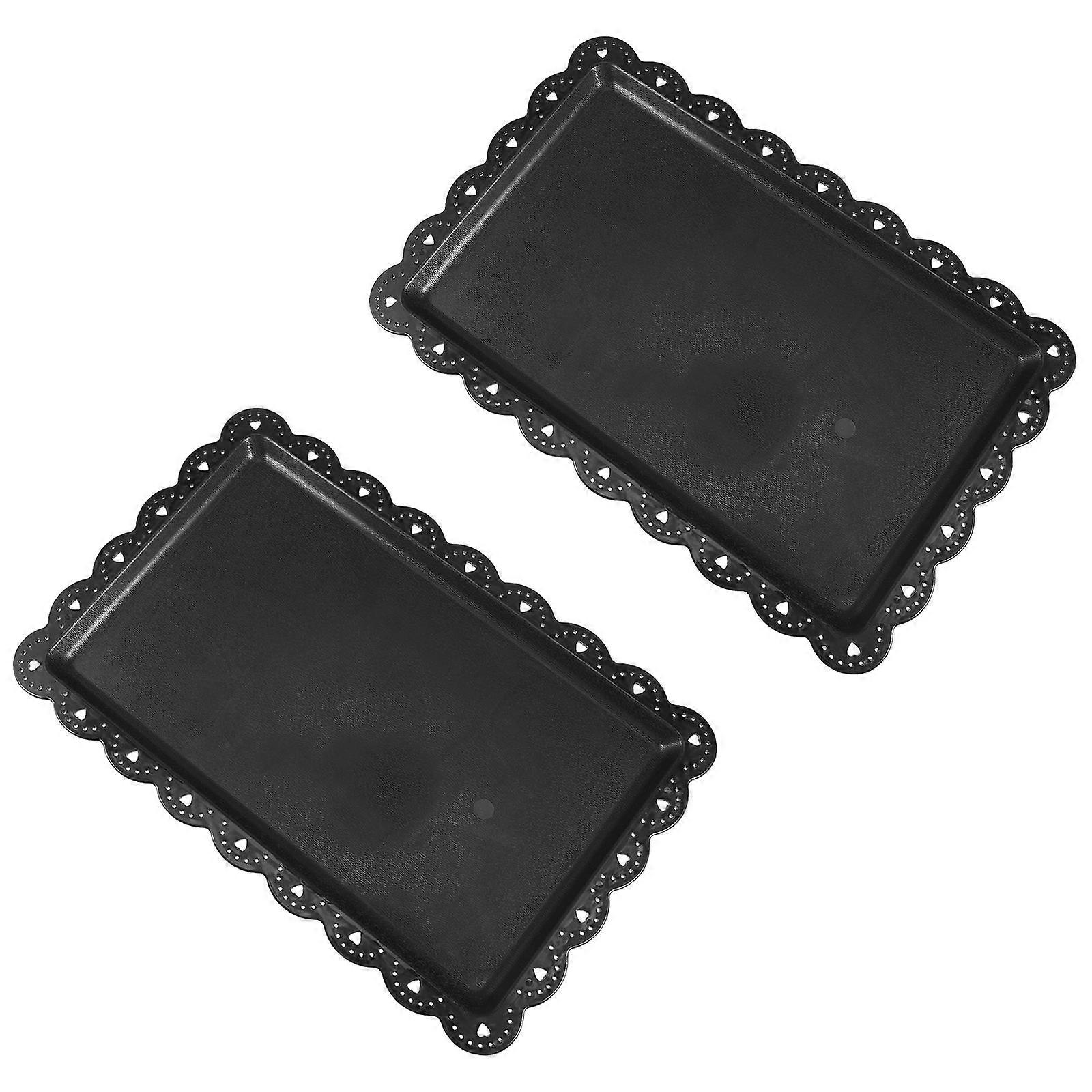 Flower Shape Food Tray Rectangular Plate for Storage 12Pcs Black Set