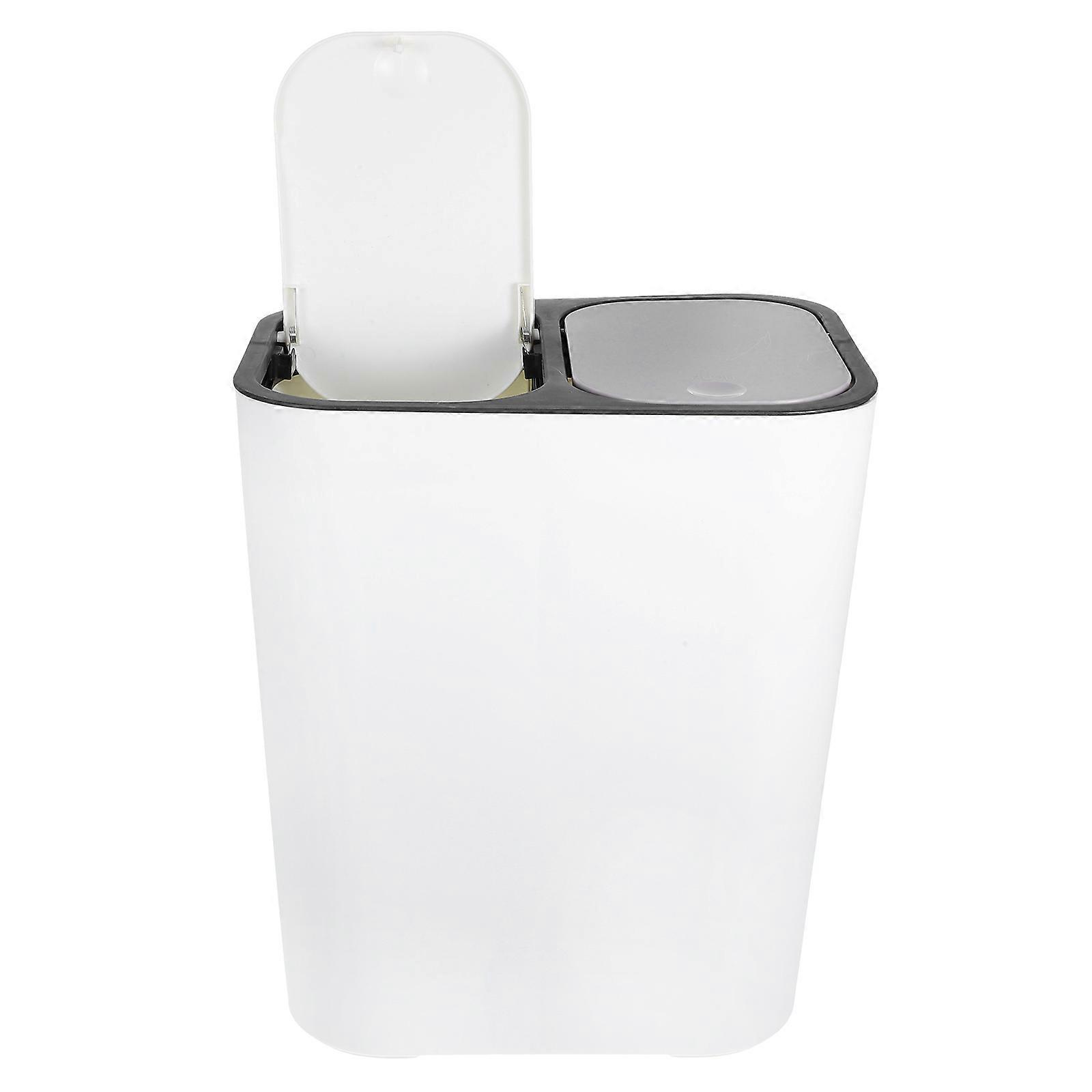 Rubbish Bin With Lid Garbage Can Plastic Waste Container Random Color Dual Bins Design 1Pack