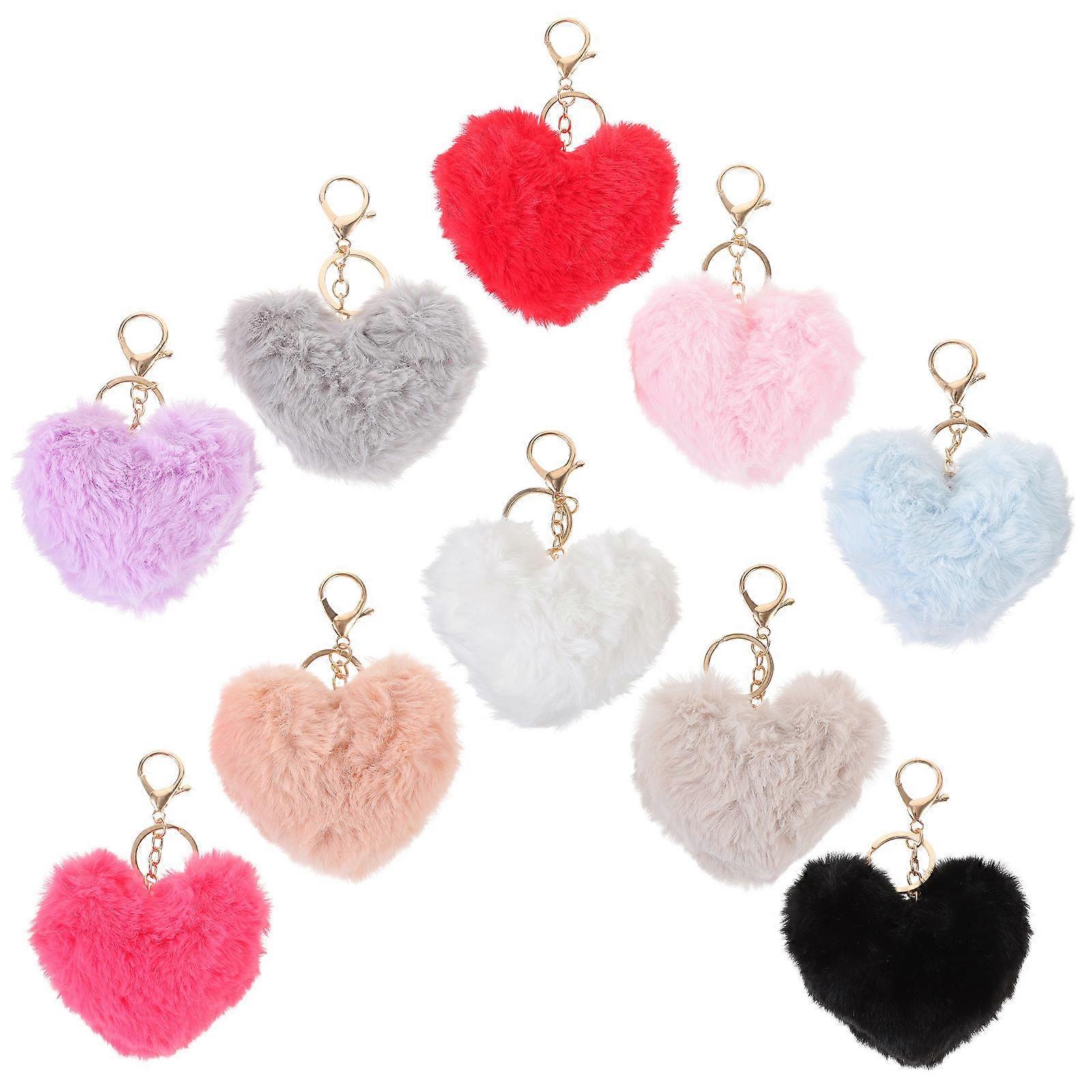 Faux Wool Heart Keychain Bag Charm for Decoration 50Pcs Pack