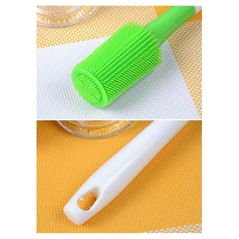 Silicone Bottle Brush for Washing One Long Handle Green