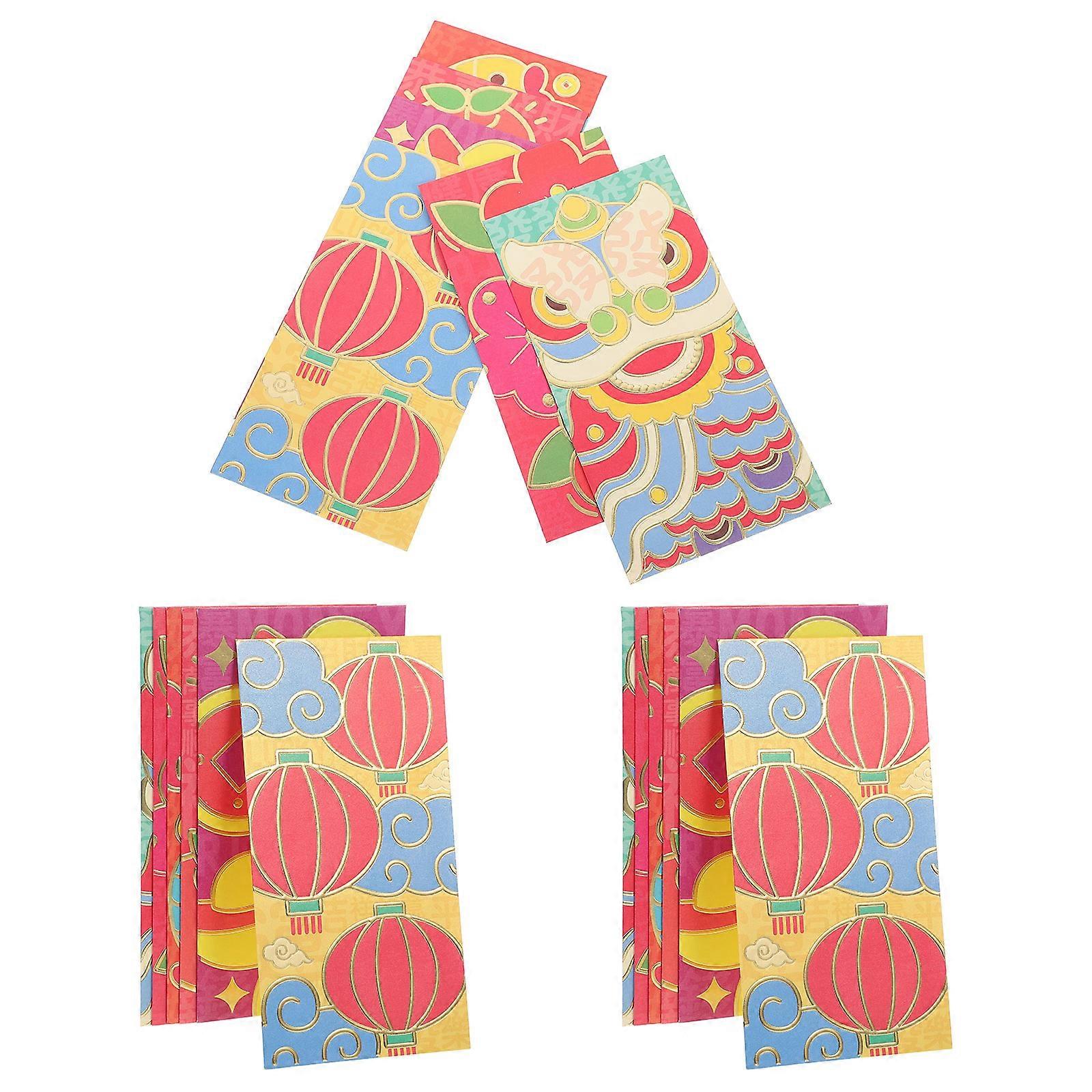 Mixed Style Cartoon Red Packet Money Holders For Birthdays Lunar New Year Occasion 36 Pcs