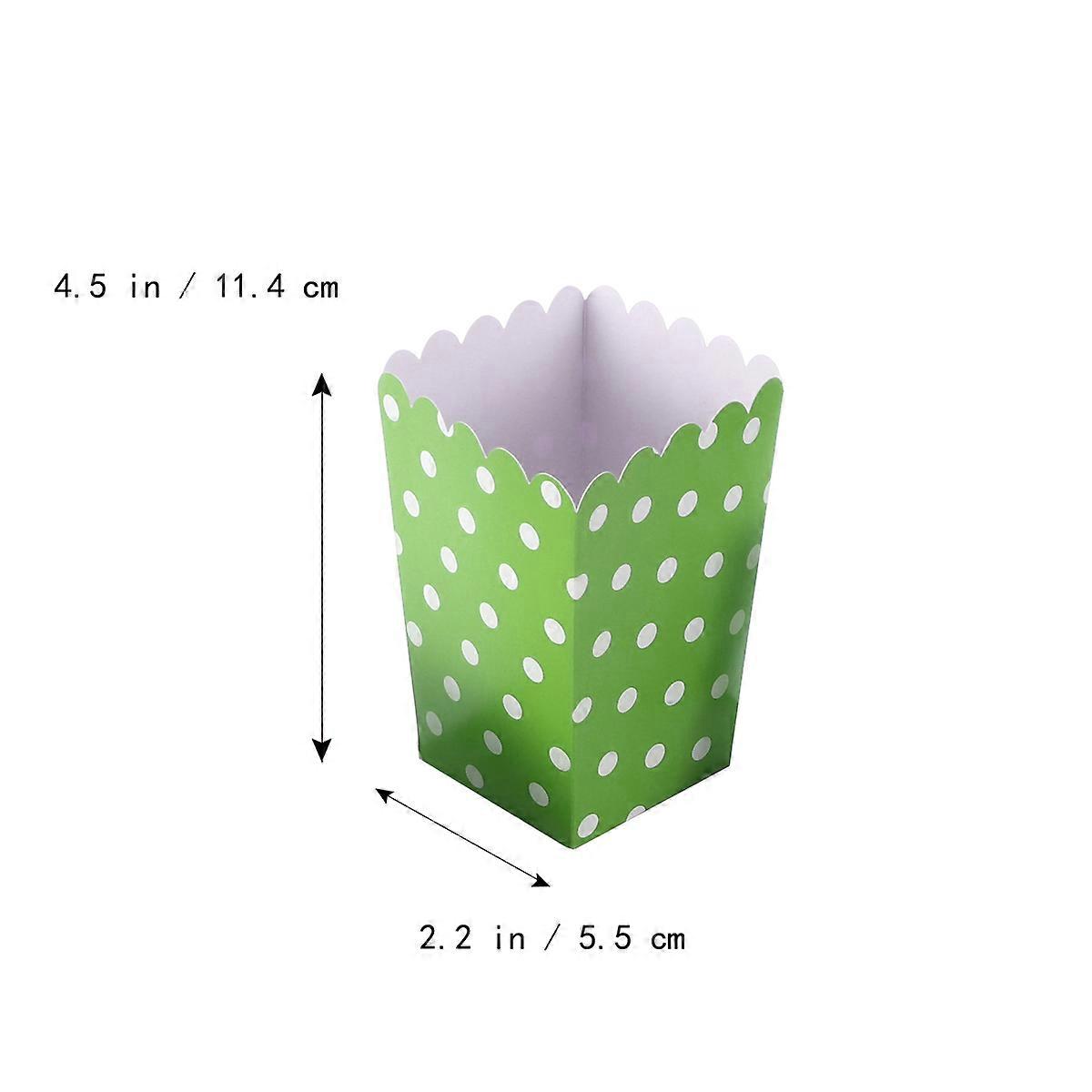 Popcorn Boxes Food Paper Cartons for Party Use 24Pcs Dot Design Green