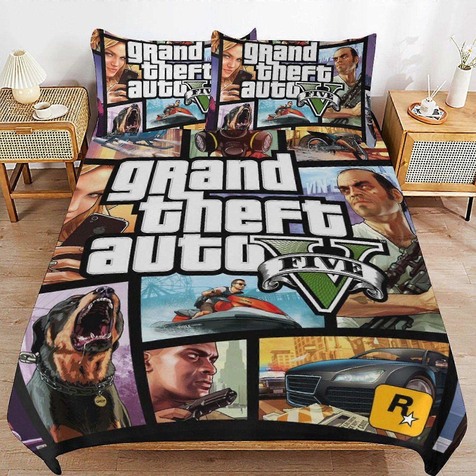 u96 Grand Theft Auto Streamlined Finish Soft Texture Durable Composition Zipper Side Duvet Cover Sets Night Use i96