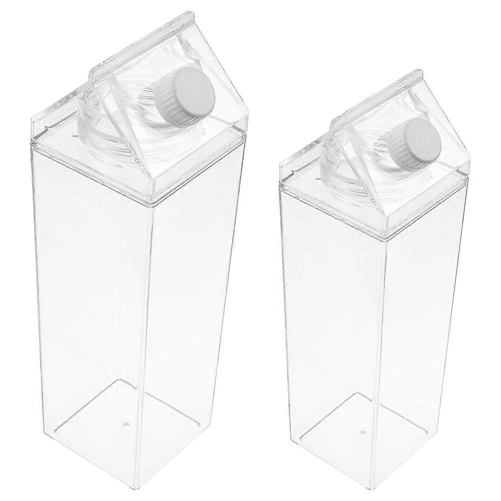 Transparent Plastic Milk Bottles 2Pcs Portable Milk Bottles with Leak-Proof Lid for Glue Use
