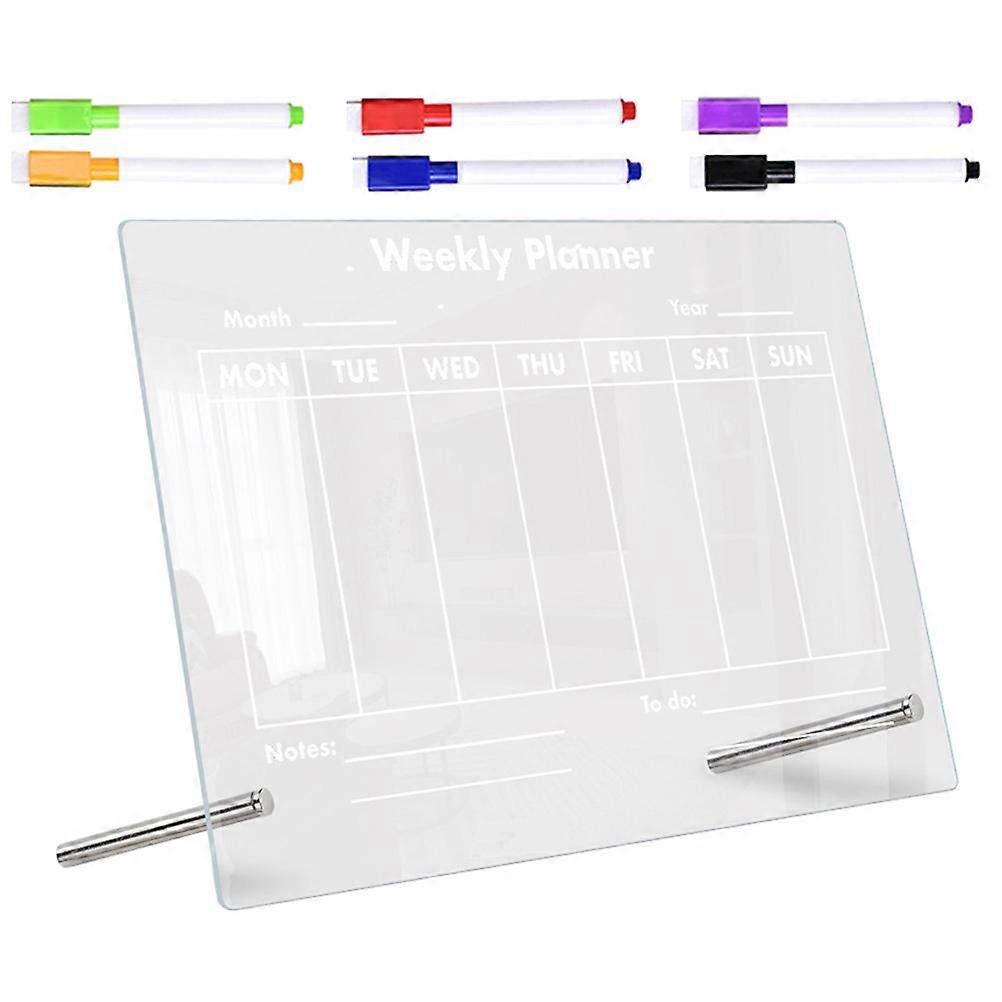 Desktop Acrylic Writing Board 2 Sets Reminder Board for Home School Cafe Shop 11.79x7.86in Practical Use