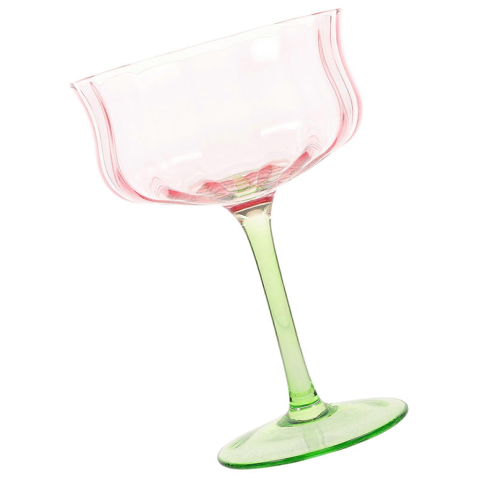 Wavy Glass Cup Vintage Party Goblet Tall Faceted Design For Collection 1Pack
