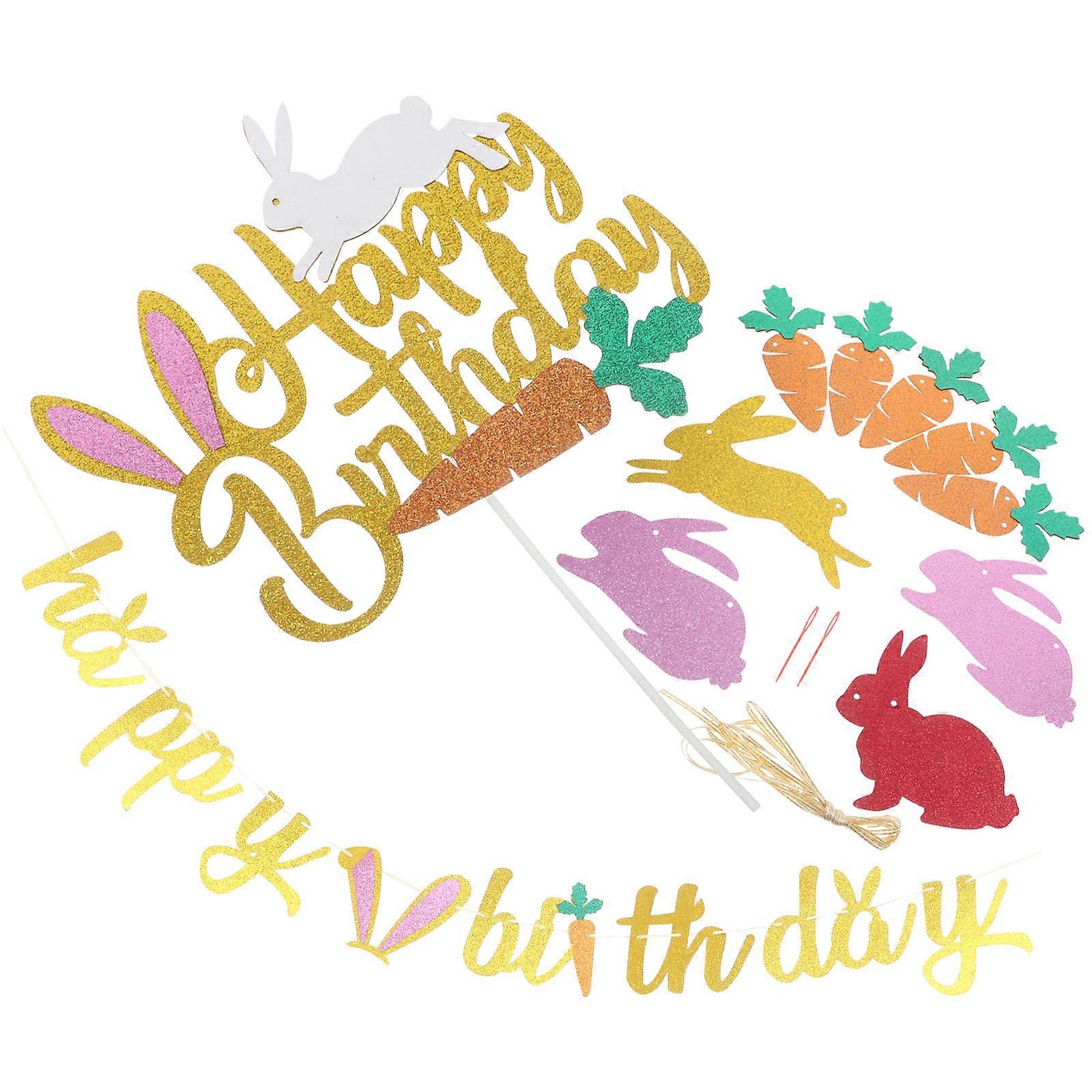 Easter Bunny Banners 4 Sets Ideal For Family Friends For Easter Party 16.5X11.5CM Rectangular Decoration