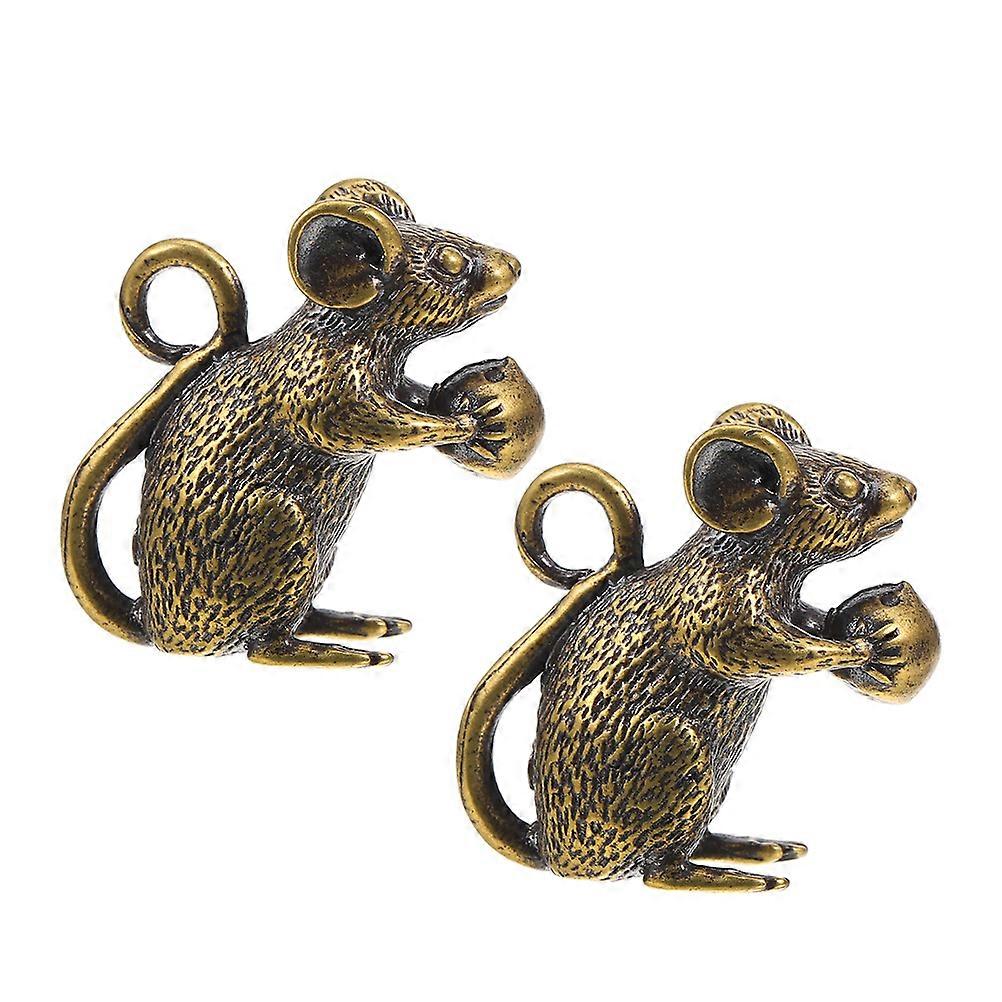 Delicate Rat Pendant Charms for Decor 2Pcs Brass Mouse Ornaments