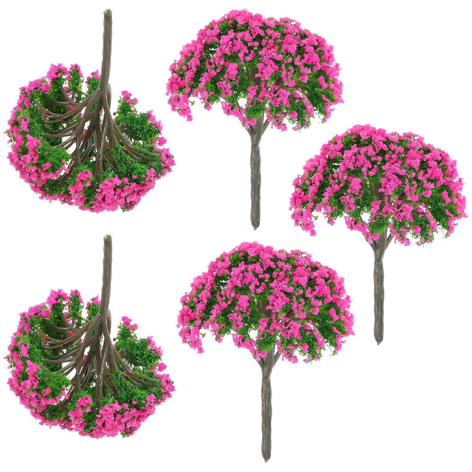 Mini Landscape Tree Model 30Pcs Rosy Artificial Tree Model for Ornament with DIY Creativity