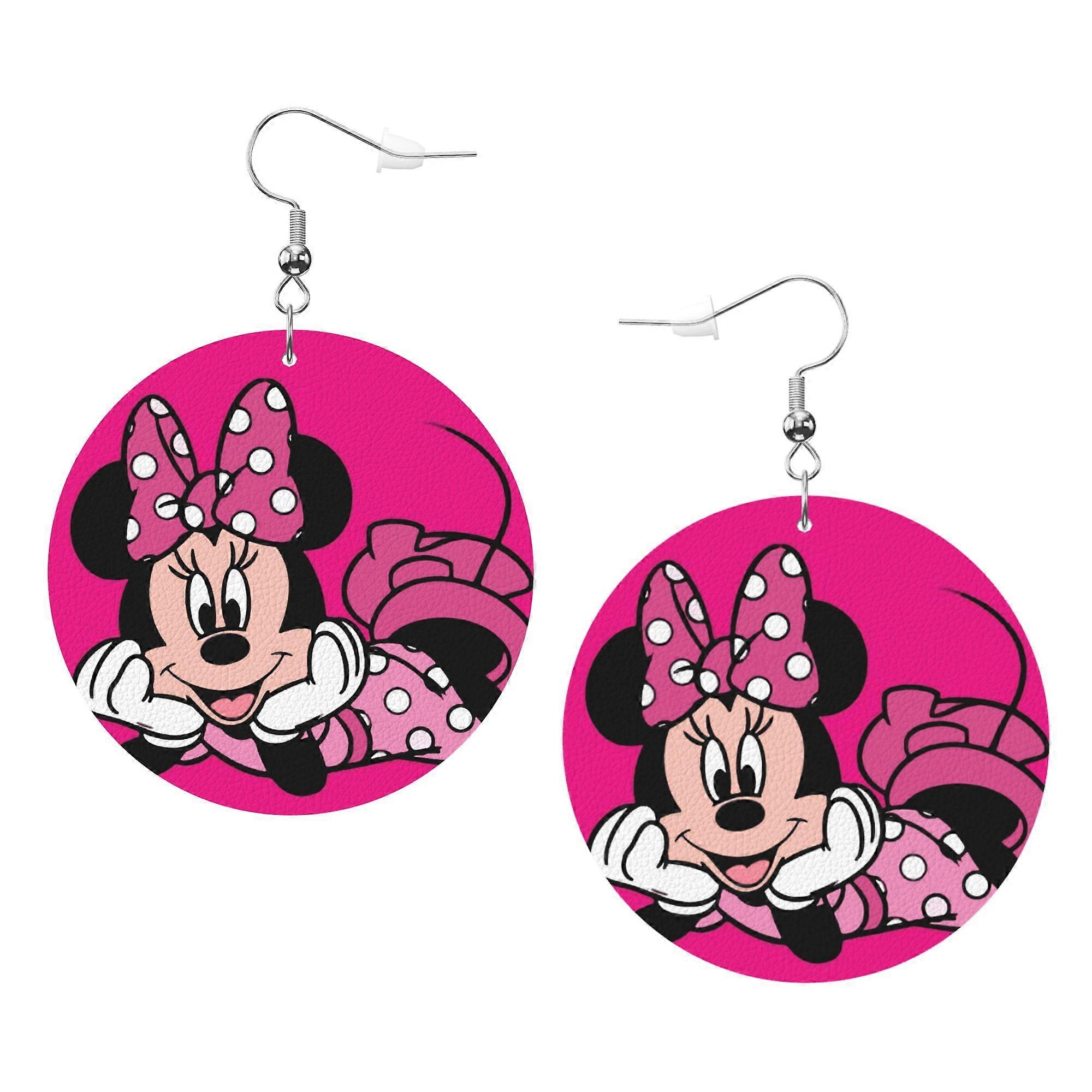 Cartoon Mickey Mouse Leather Earrings Christmas Decorative Design Faux Leather Earring Lightweight Dangle Drop Earrings for Women