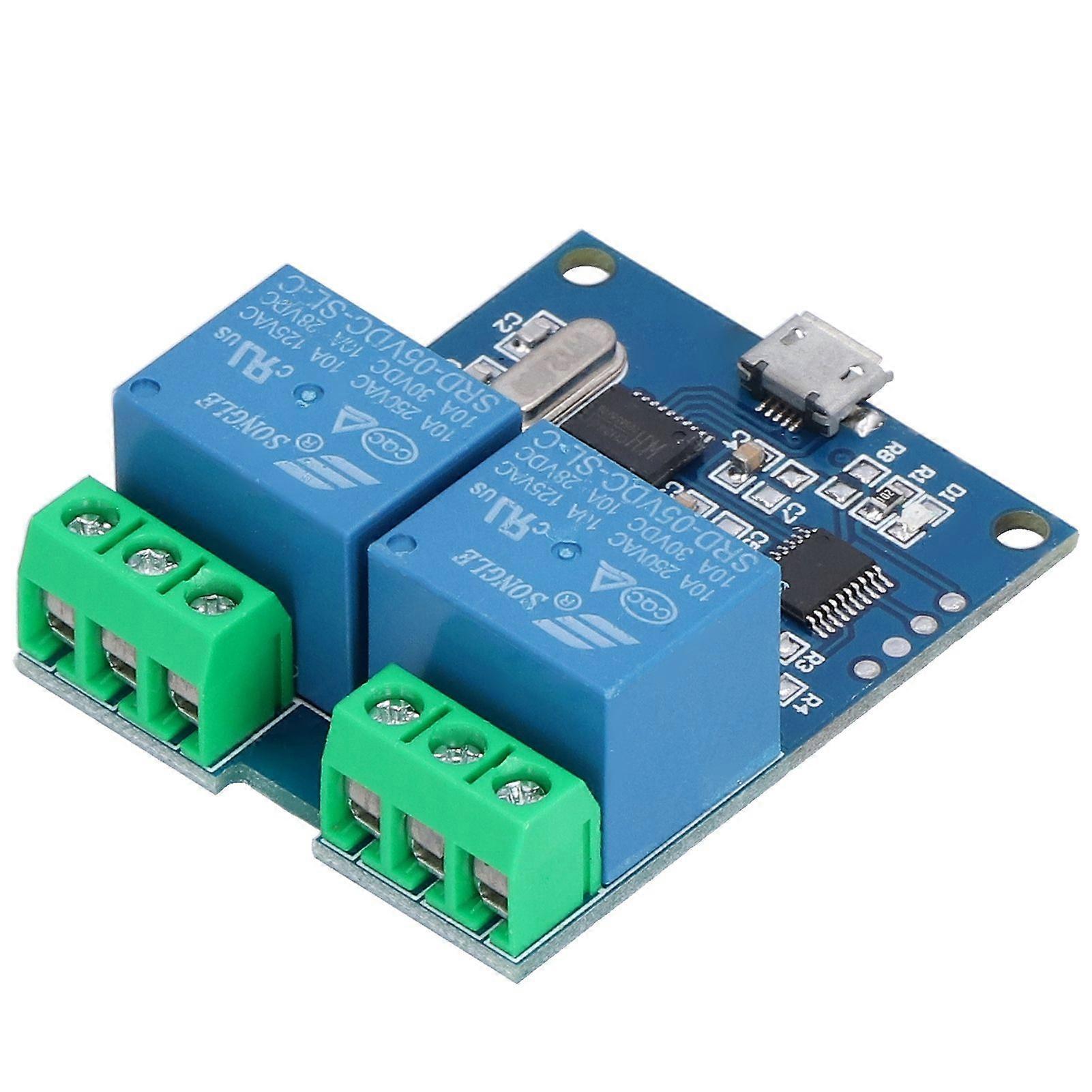 Relay Module 2 Way HighPerformance Durable USB Intelligent Control Switch with LED for Overcurrent Protection