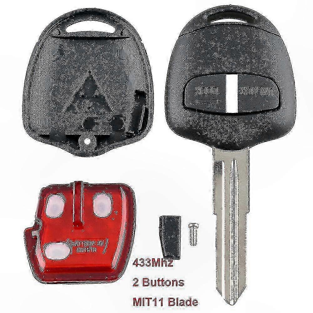 2-Button Car Key Fob Case with ID46 Chip and Battery for Models