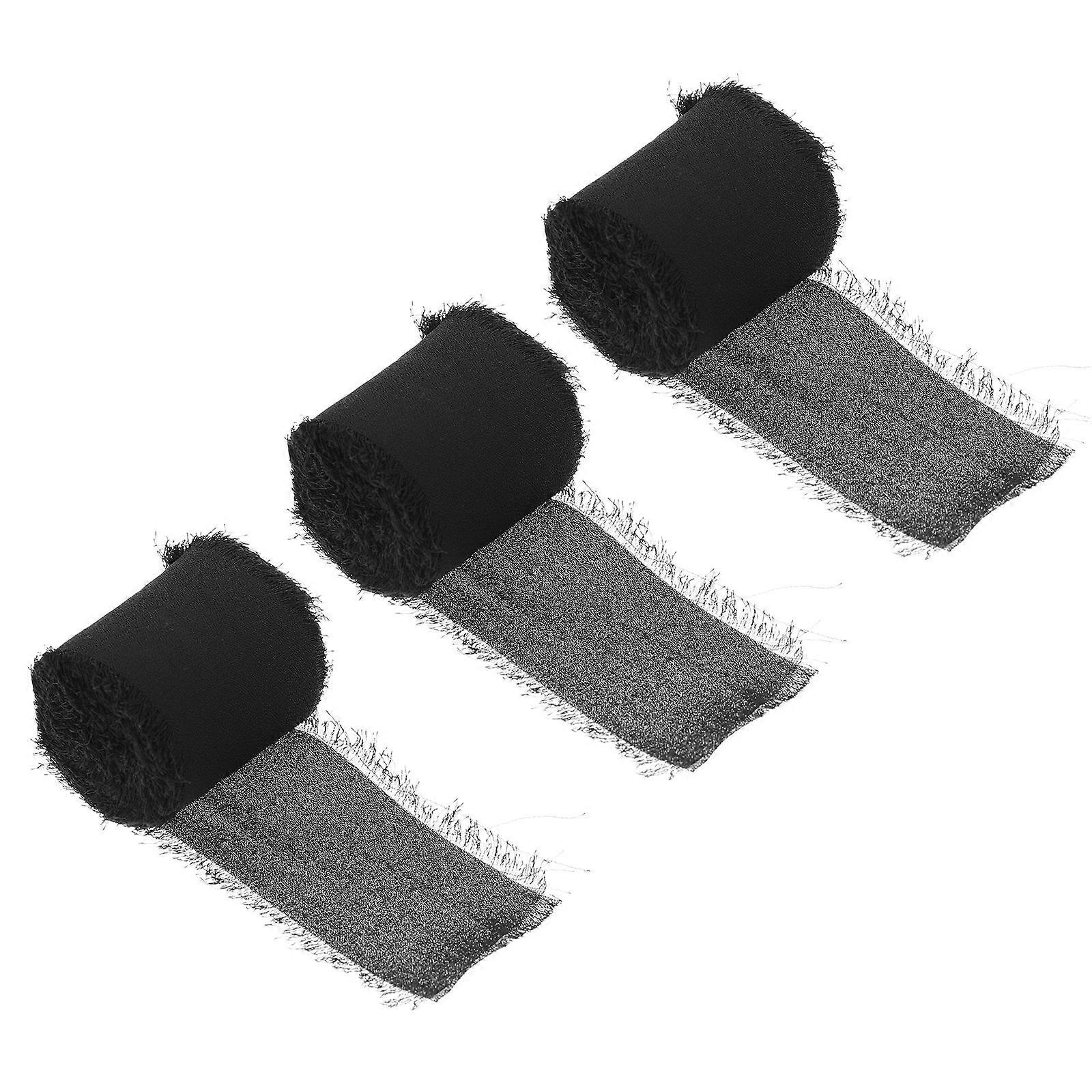 Bouquet Ribbon for Decor 3 Rolls Handmade Frayed Edge Silk-Like Ribbon