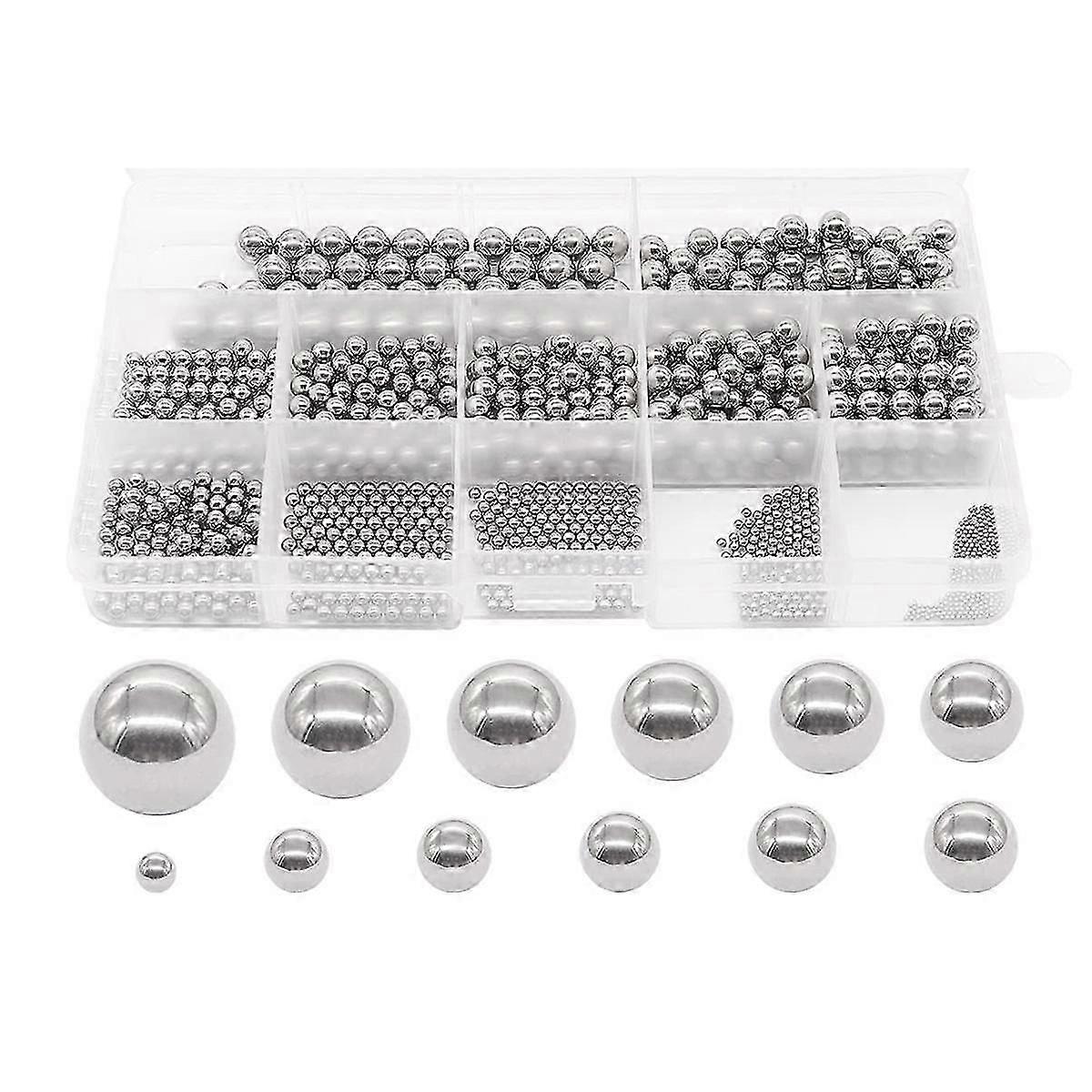 Assortiment de 600 billes de précision en acier inoxydable, 12 tailles, 1 à 8 mm, pour roulements de vélo