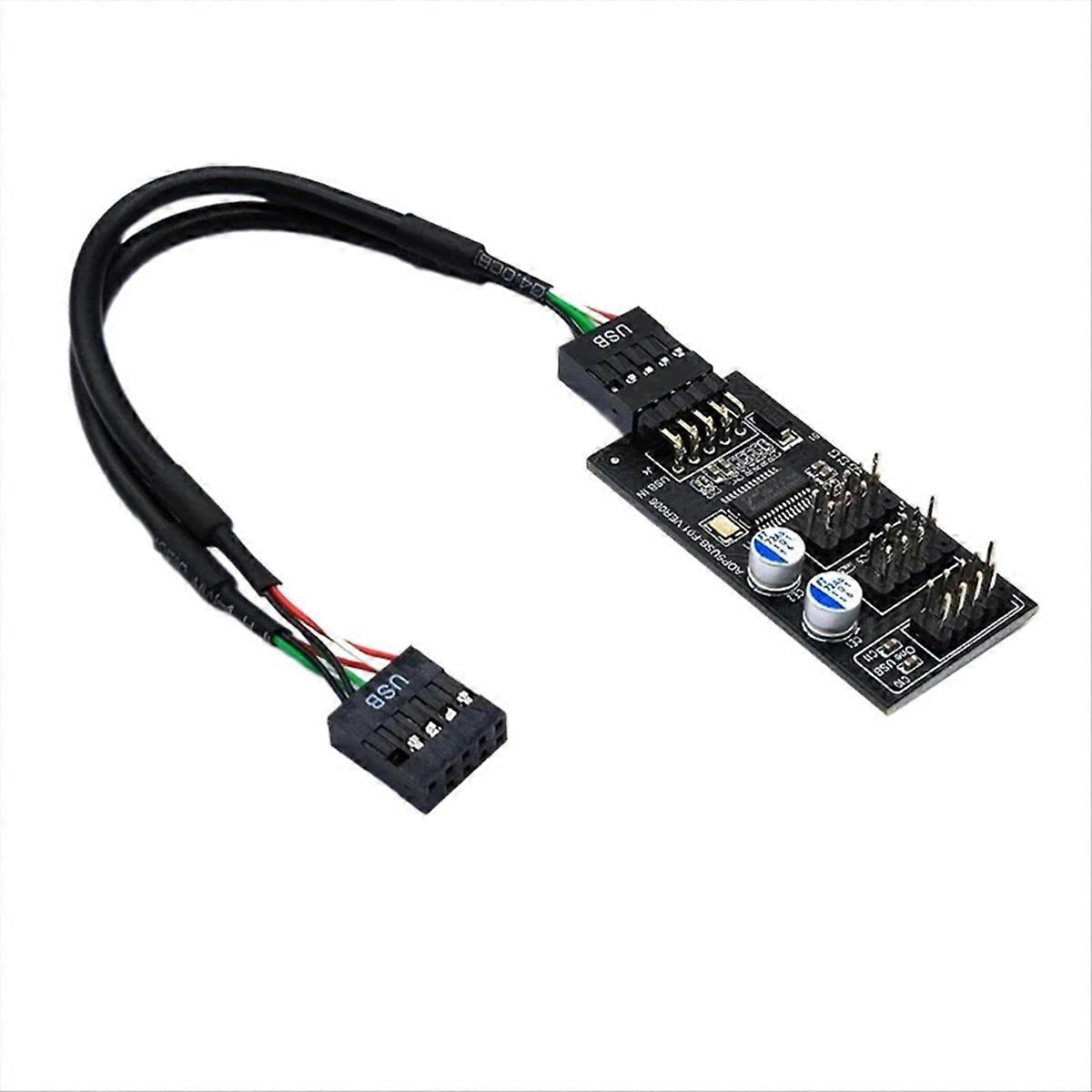 Placa base USB 2.0 Header Splitter 9Pin 1to3 Cable de extensión hembra