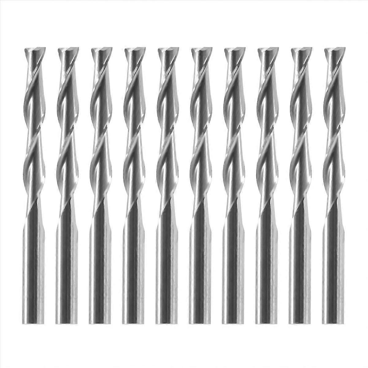 10x 1/8 inch 3.175mm Carbide CNC Double Two Flute Spiral Bits End Mill Router 22mm