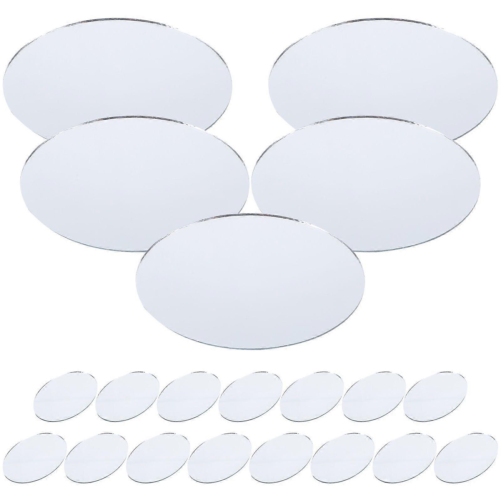 20 Pcs DIY Mirror Women Make Up Use Mirror Mini Oval Shape Unfinished Mirror Lens for DIY Art Craft (Large Style)