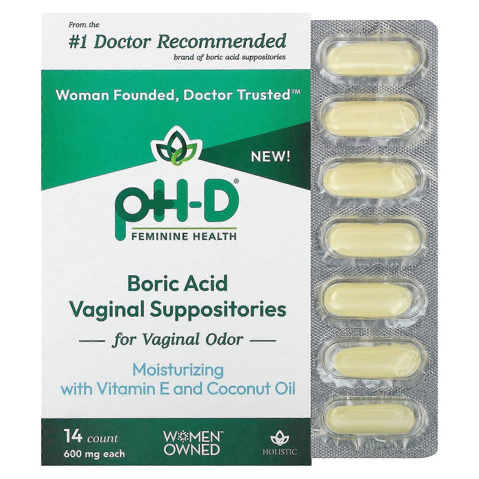 Boric Acid, Vaginal Suppositories, 600 mg, 14 count