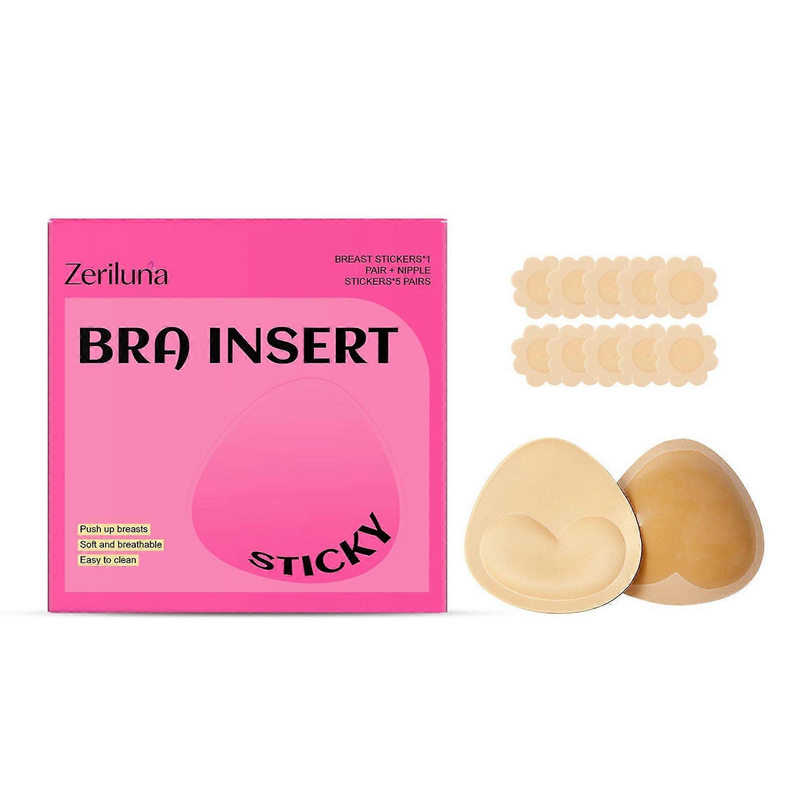 Double-Sided Sticky Bra Inserts, Thin and Invisible Push Up Sticky Bra Pads, Breathable, Anti-slip, Stick on Bra for Bikini Swimsuits