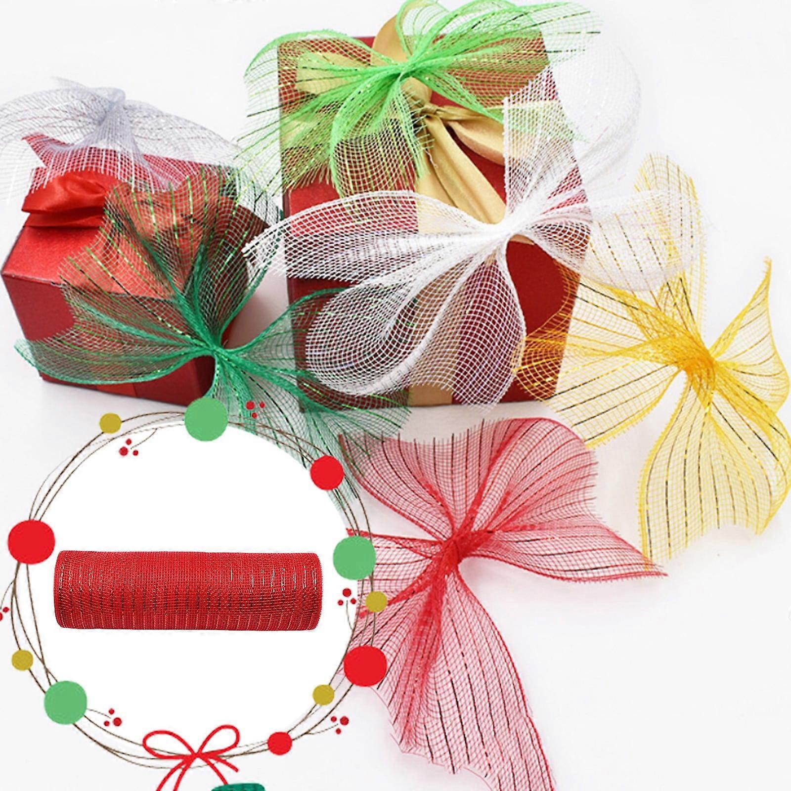 Home Decor Poly Mesh Ribbon With Metallic Foil Each Roll For Wreaths Swags Bows Wrapping And Decorating