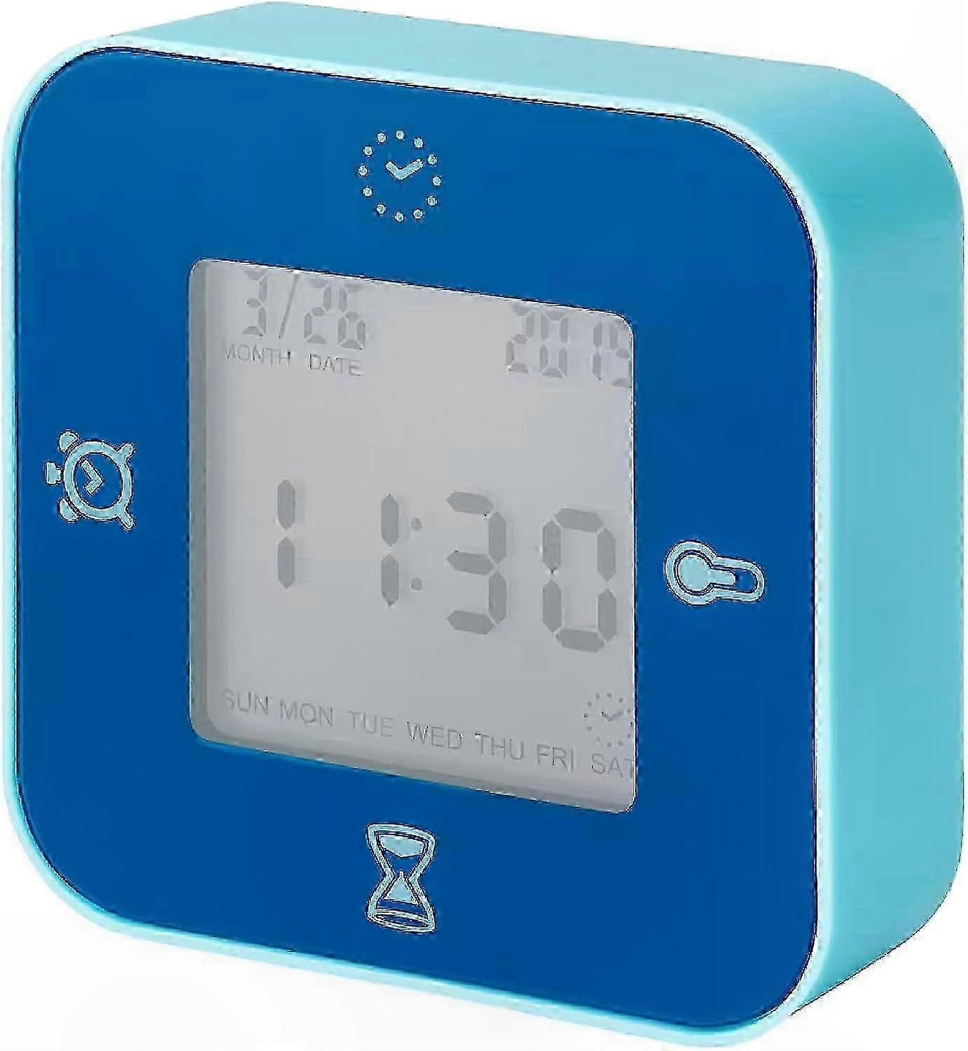 White Desk Clock with Clock, Thermometer, Alarm, and Timer Functions