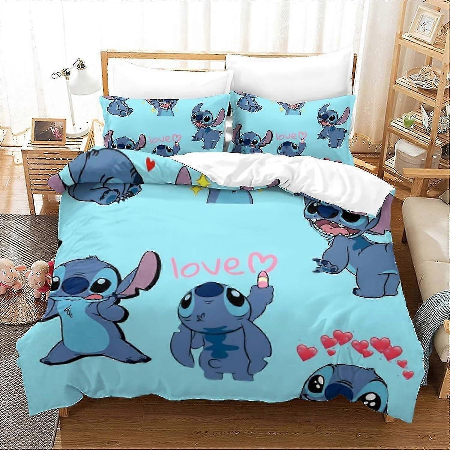 Stitch Duvet Cover Lilo & Stitch Animated Characters, Pieces Duvet Cover Pillowcase, Microfiber Duvet Cover Set, Lilo & Stitch Duvet Set 135