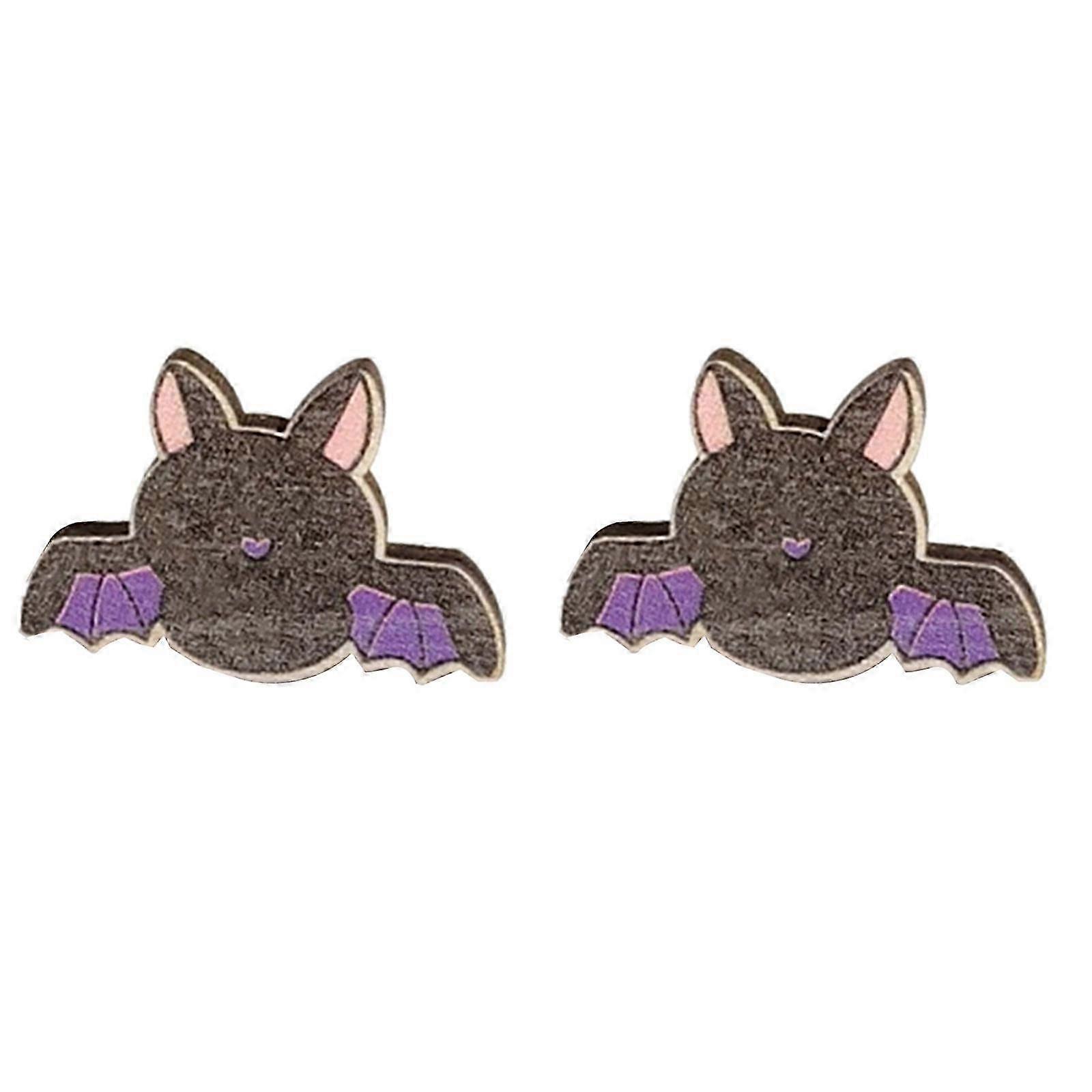 Womens Halloween Bat and Pumpkin Stud Earrings
