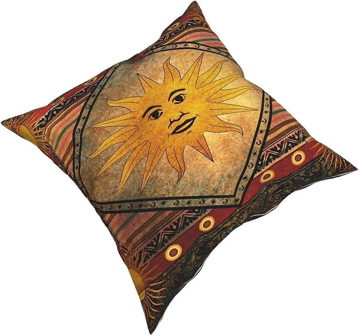 y278真夏の祭りヴィンテージレトロヒッピータペストリー枕カバーファッションスクエア枕カバークッションカバー装飾スロー枕カバー18 x 18インチ45 x