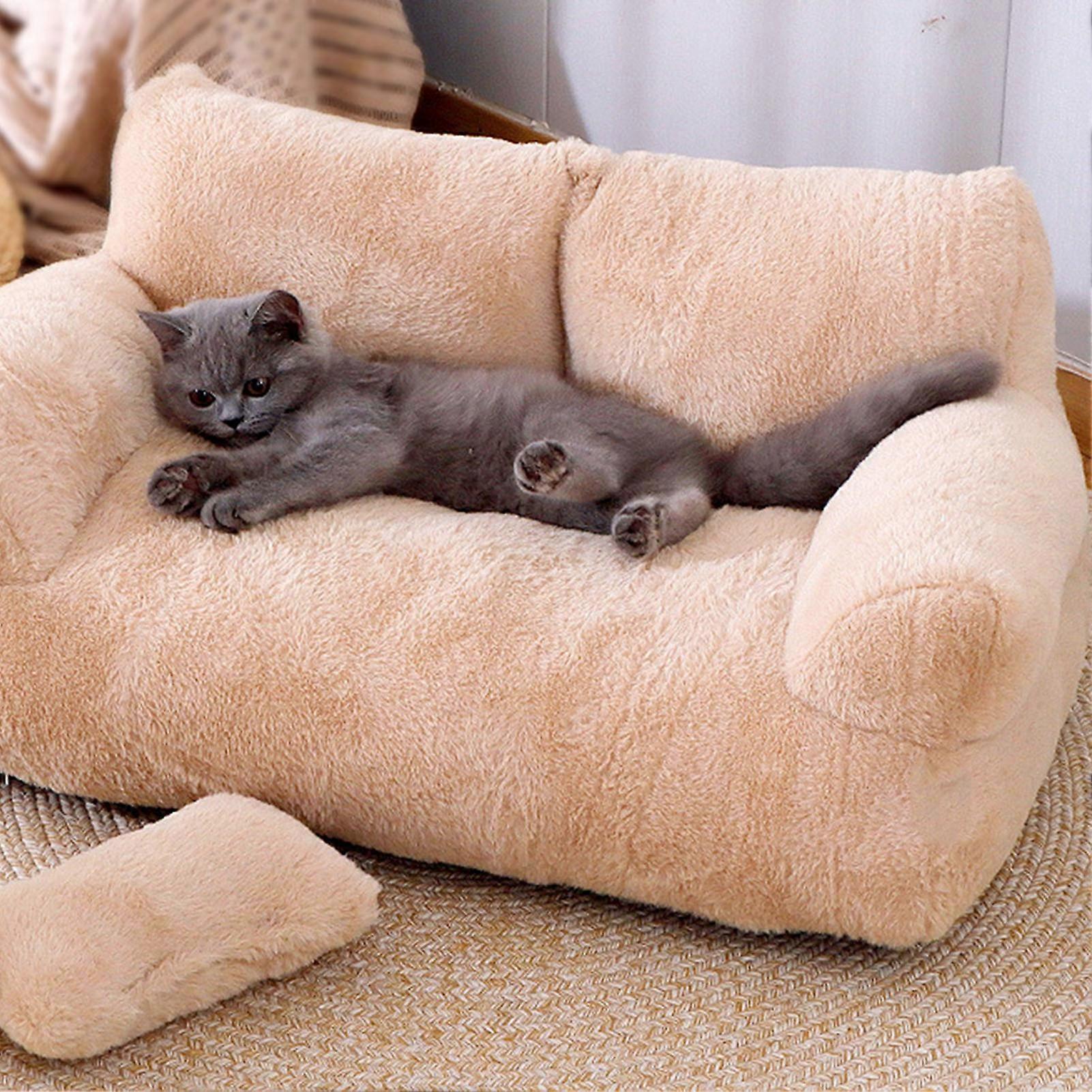 ペットソファベッド暖かく、柔らかく快適で、取り外し可能な洗える滑り止めの底猫用ソファベッド猫犬用XL
